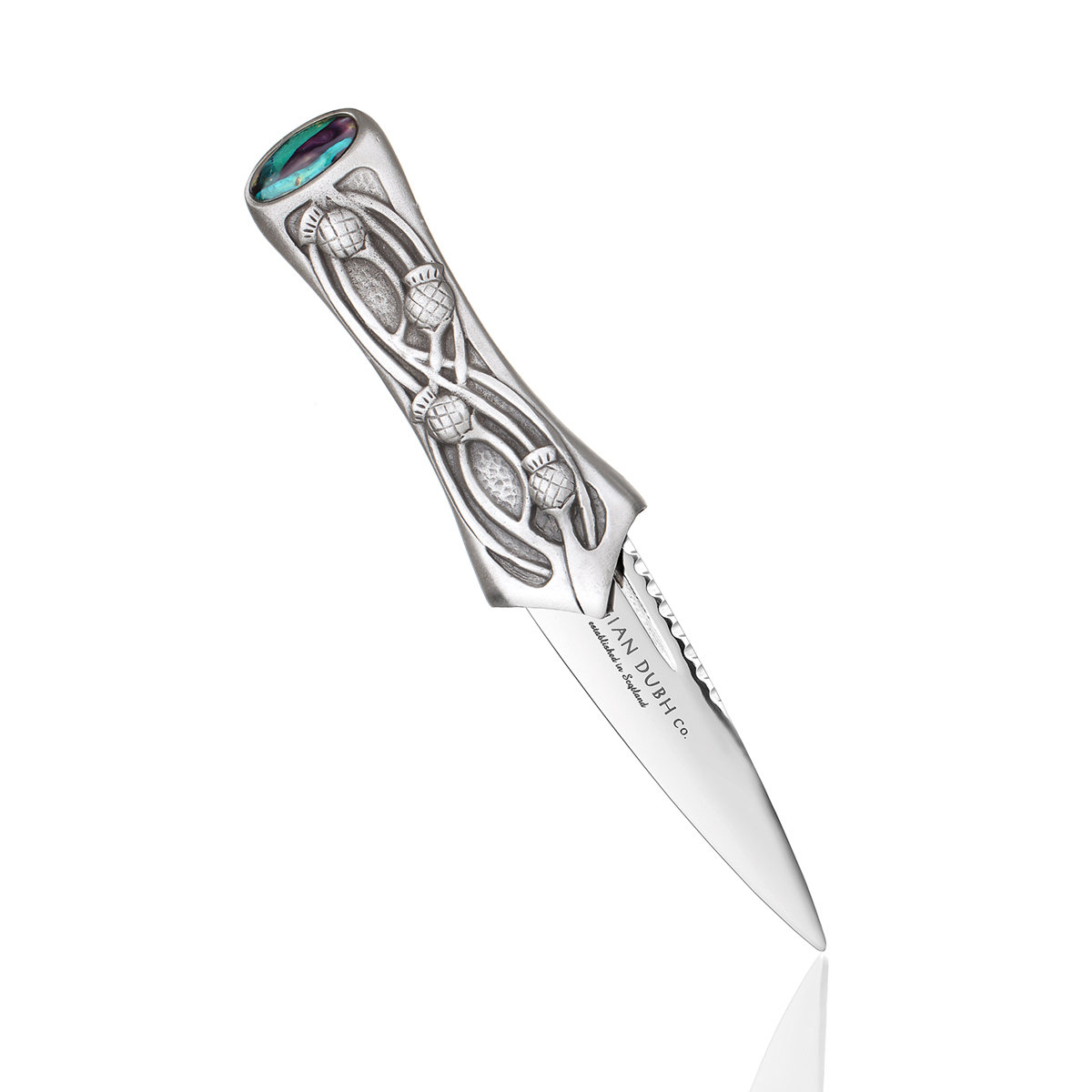 Sgian-Dubh-Messer-Heathergem-Distel-Schottland-005 Heathergem Thistle Sgian Dubh aus Schottland mit Griff aus Zinn & Heideholz