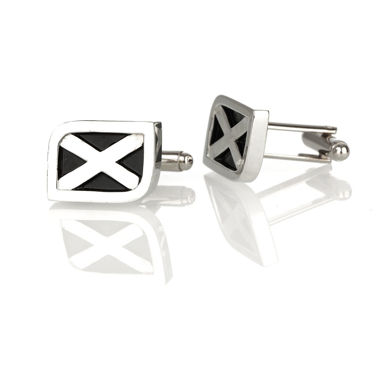Scottish Saltire Cufflinks - Polierte Manschettenknöpfe mit schottischer Flagge