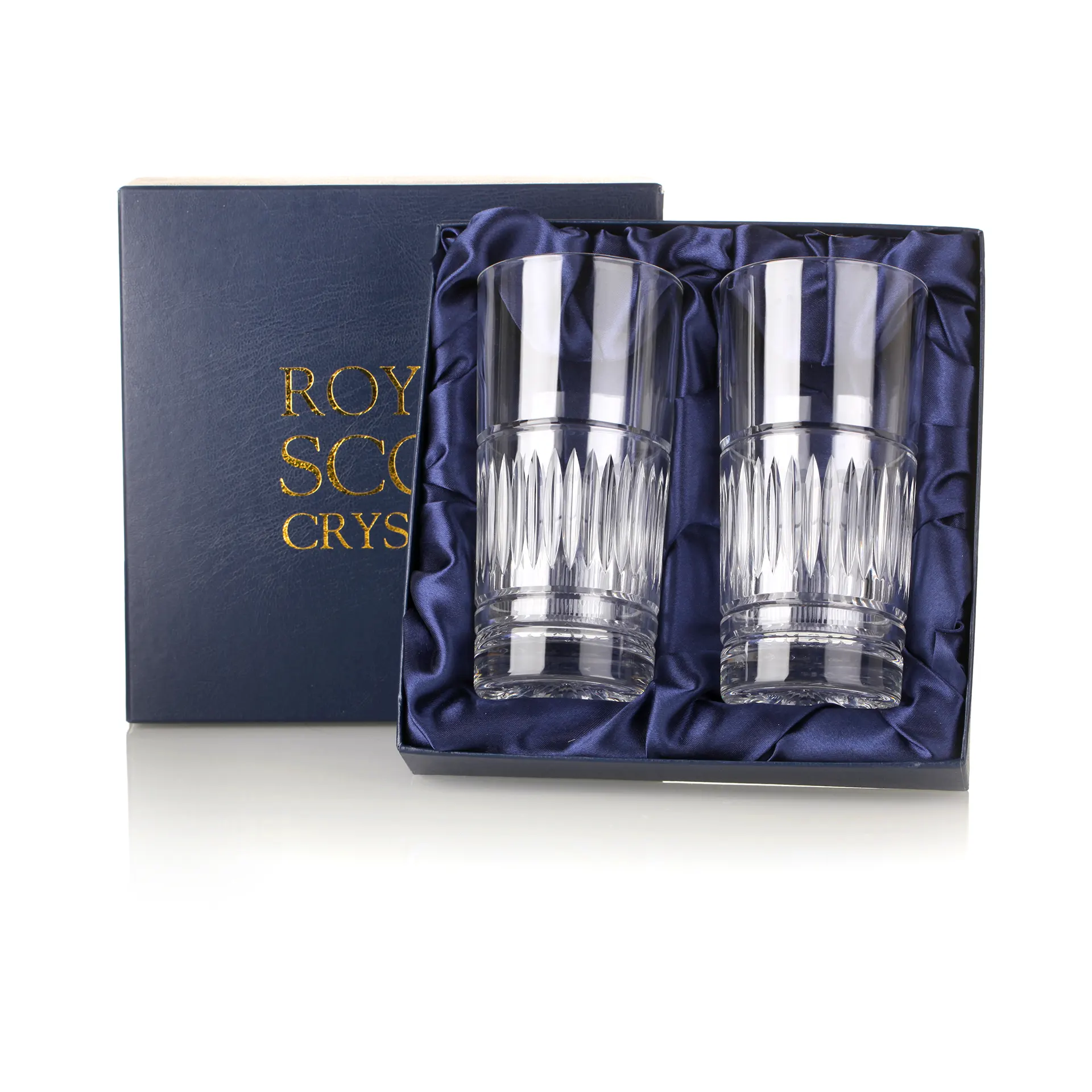 Art Deco - 2 x Highball Longdrink Glas - Handgefertigt aus Kristallglas