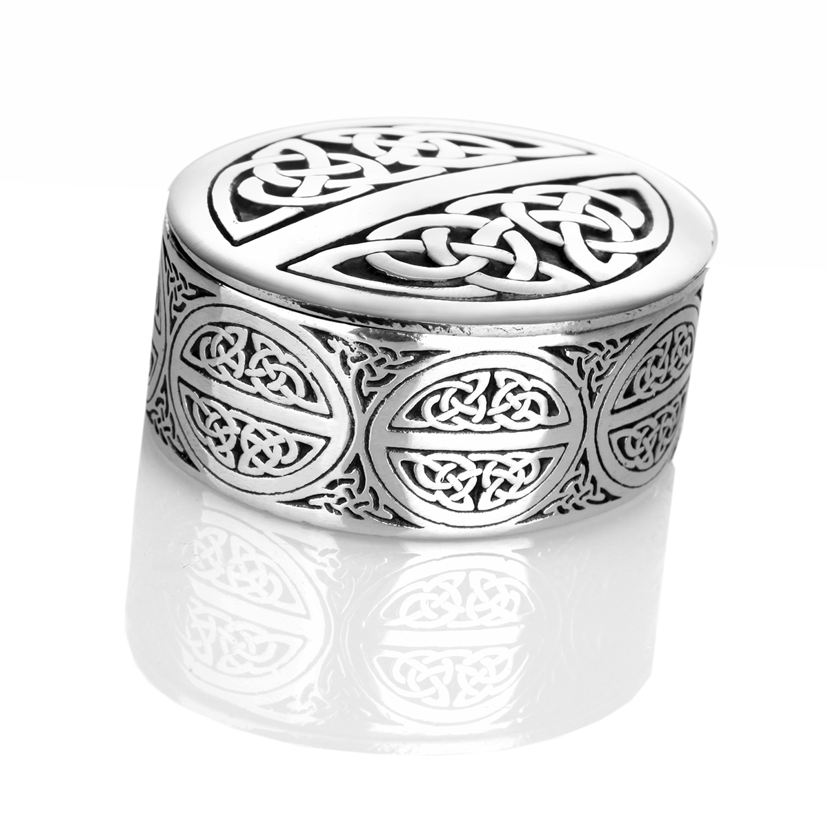 Celtic Knotwork - Schmuckschatulle & Deckel aus Zinn - mit keltischen Mustern