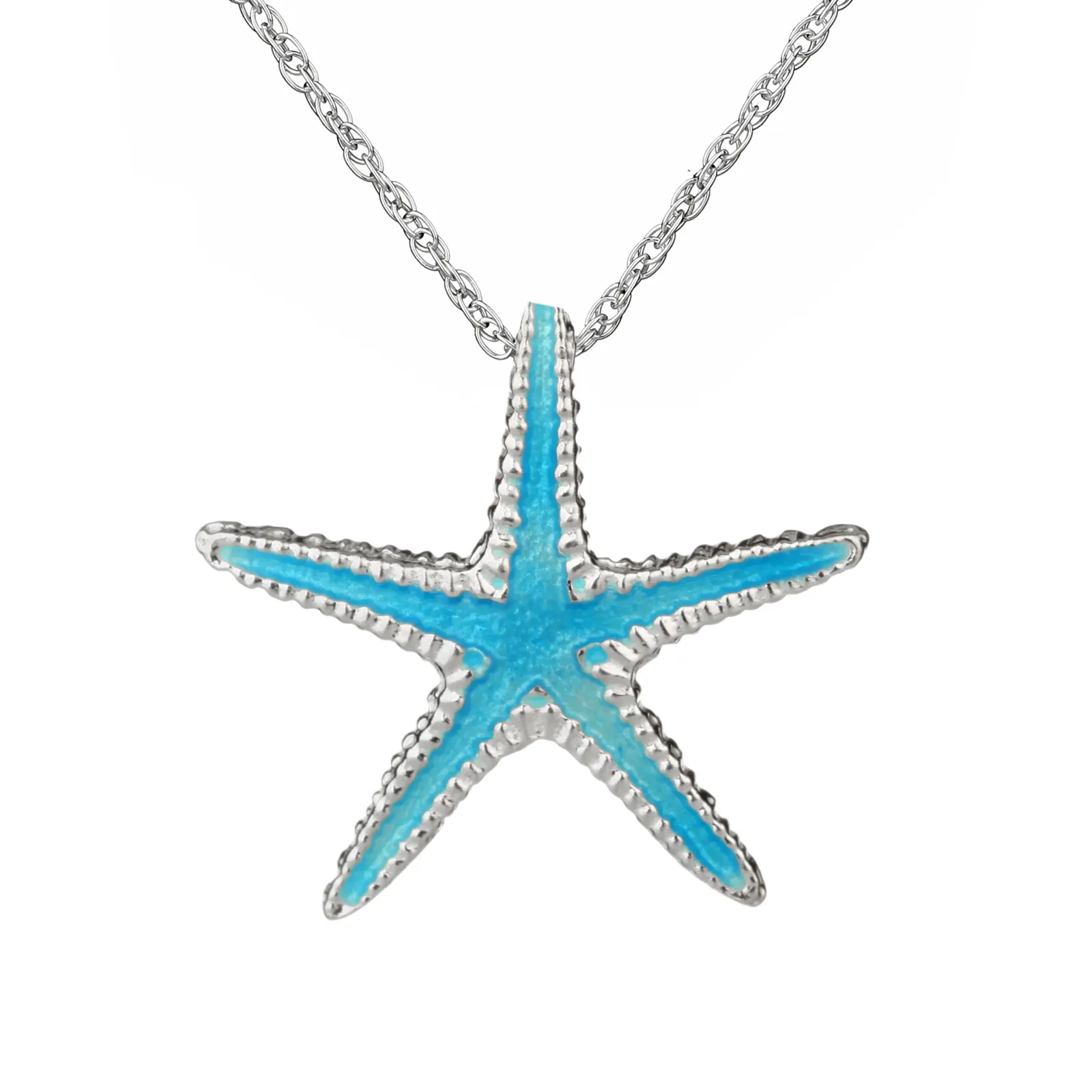 Blue Ocean Starfish - Seestern Kette aus Sterling Silber & blauer Emaille