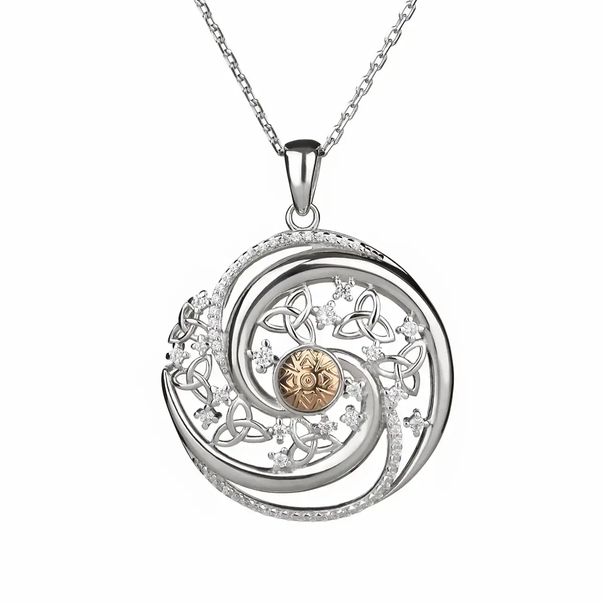 kette-anhaenger-solstice-trinity-gold-silber-irland-003hqiIakOinuXYG Solstice Trinity Swirl - Irische Kette aus Sterling Silber & Gold