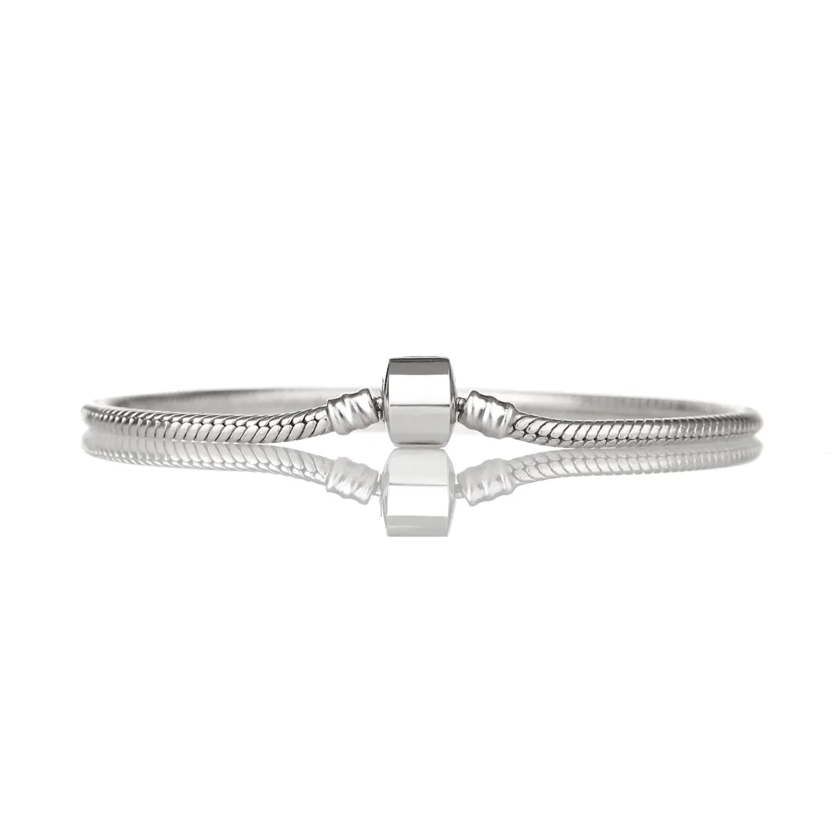 armband-european-bead-charm-schlangenkette-sterling-silber-002 European Bead Armband - 21 cm - Schlangenkette aus Sterlingsilber