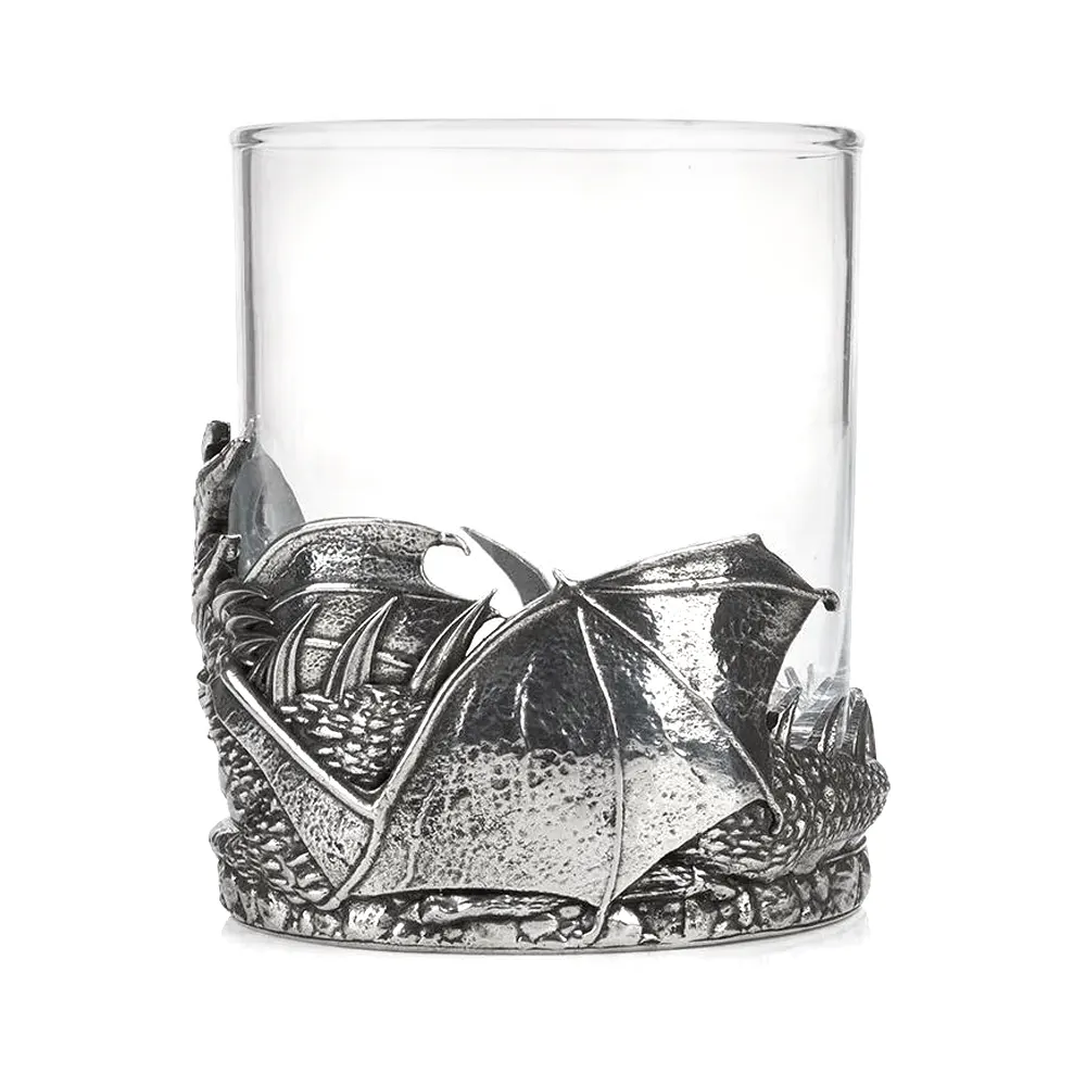Legendary Dragon Whisky Tumbler aus Glas & Zinn mit Drachenmotiv Legendary Dragon Whisky Tumbler aus Glas & Zinn mit Drachenmotiv