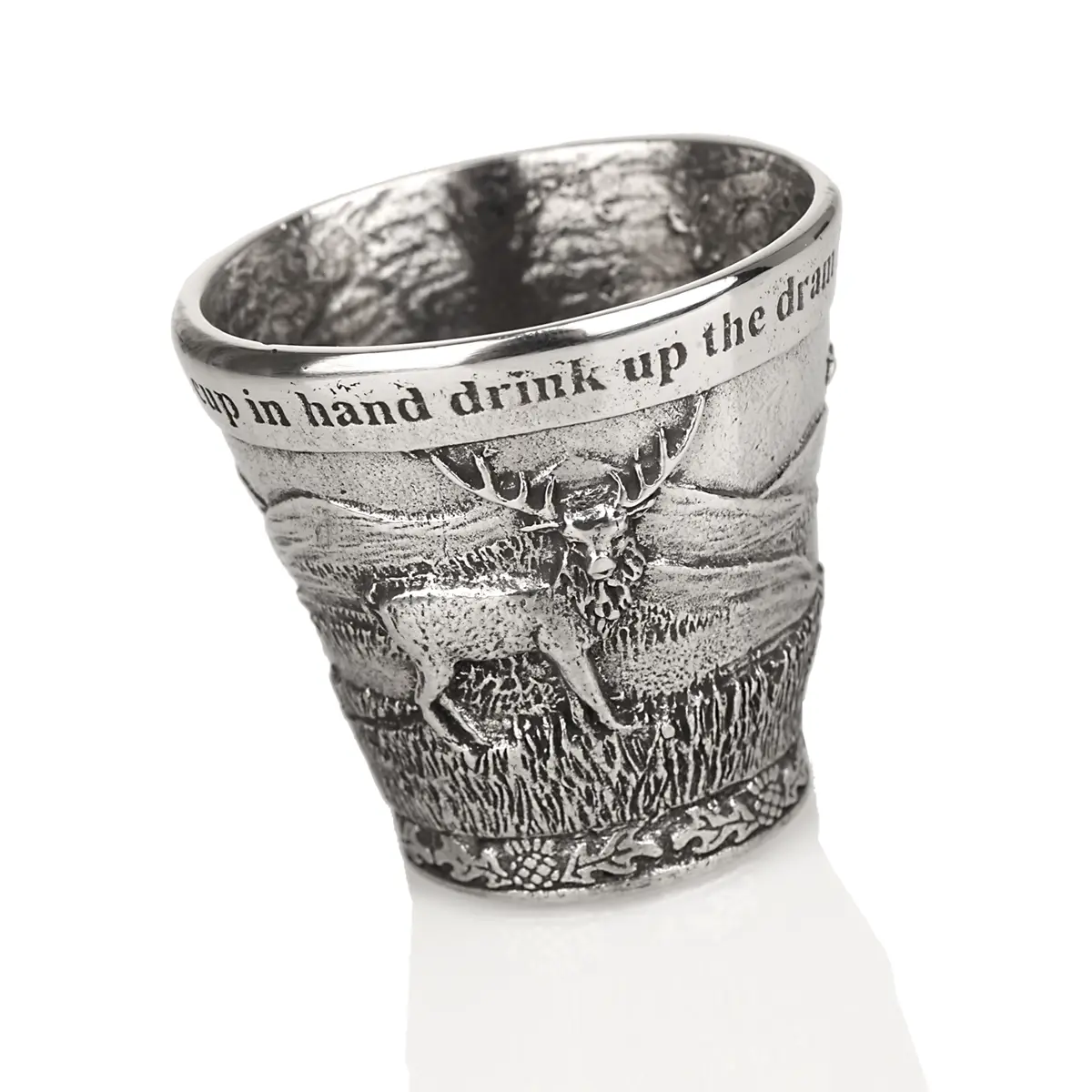 shot-glas-becher-silber-zinn-shottland-highlands-004 Highland Dram Cup Shotbecher - keltischer Schnapsbecher aus Zinn