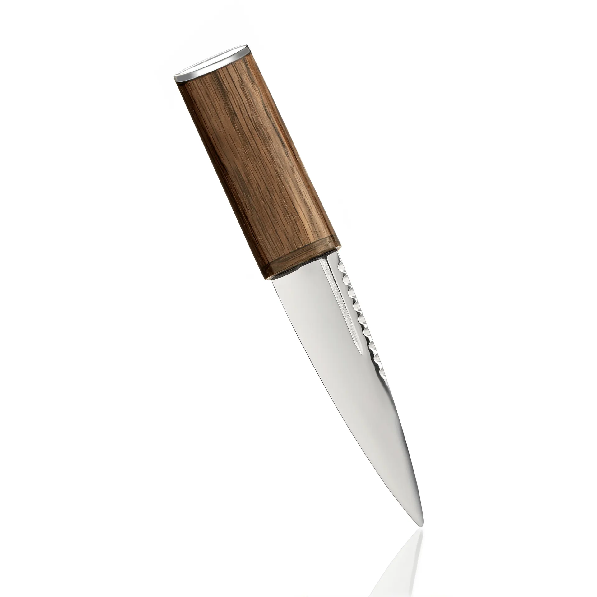 Sgian Dubh mit Griff aus echter Mooreiche und Lederscheide – Handgefertigt in Schottland