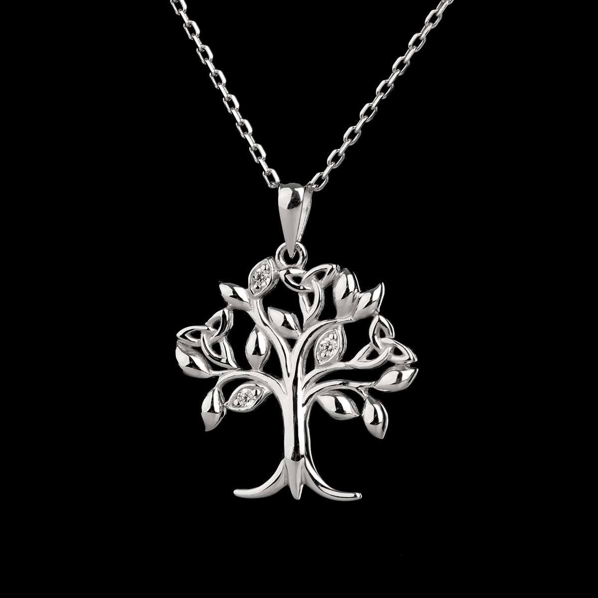 Trinity Tree Of Life -  Lebensbaum Anhänger aus Irland - Silber & Kristall