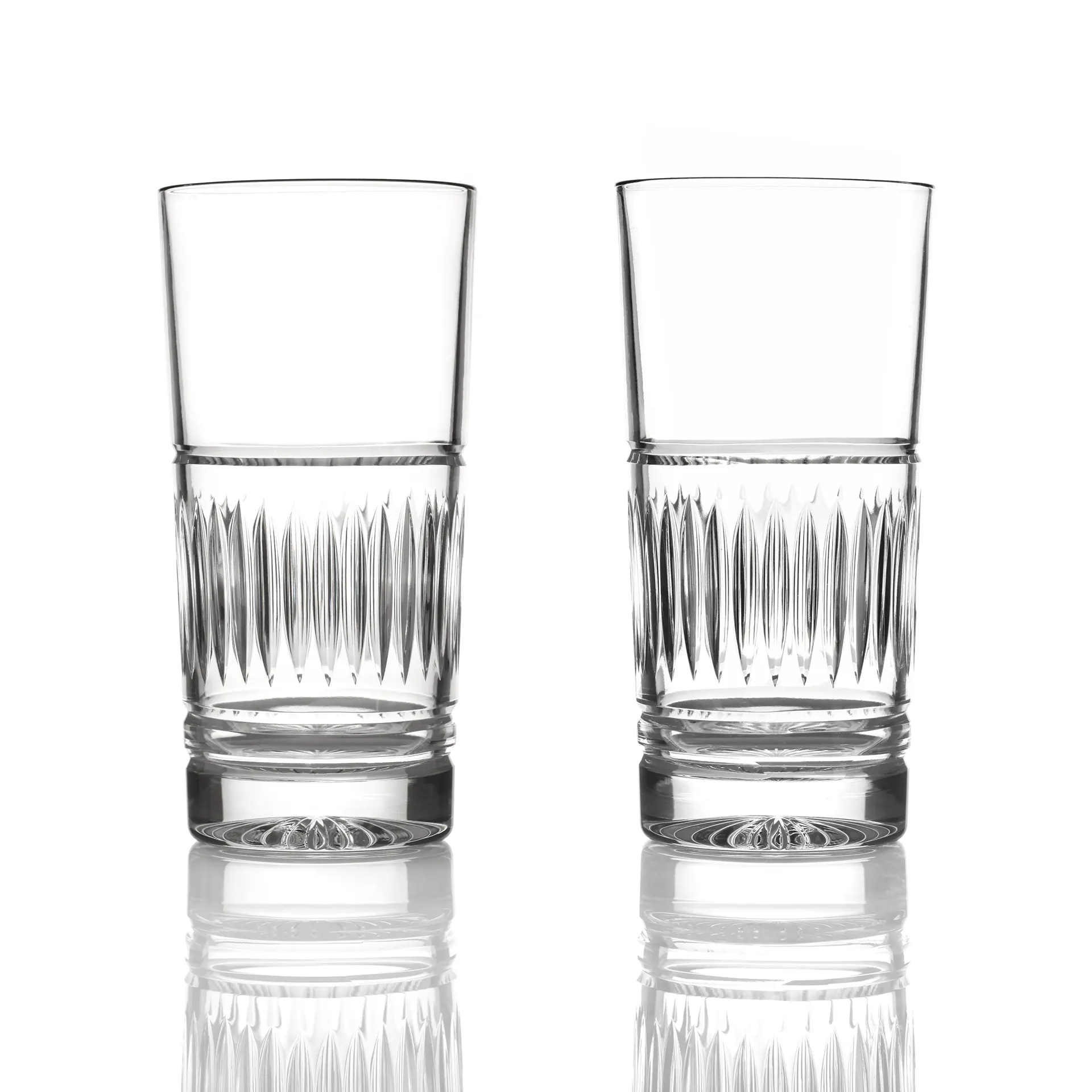 Art Deco - 2 x Highball Longdrink Glas - Handgefertigt aus Kristallglas