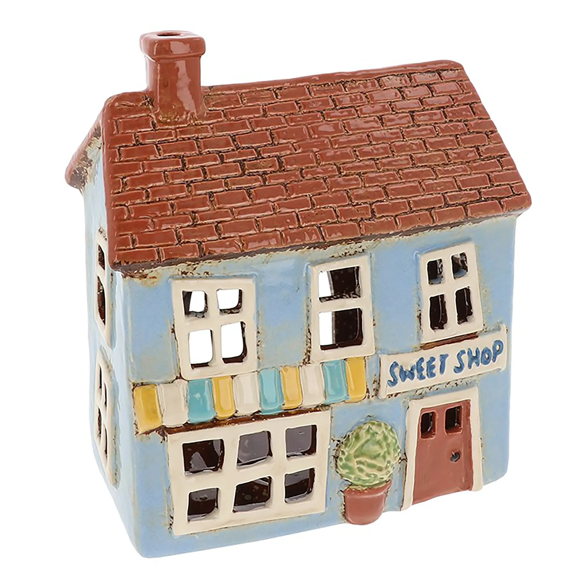 Village Pottery Teelichthalter „Sweet Shop“ – handgefertigtes Keramikhaus aus Irland