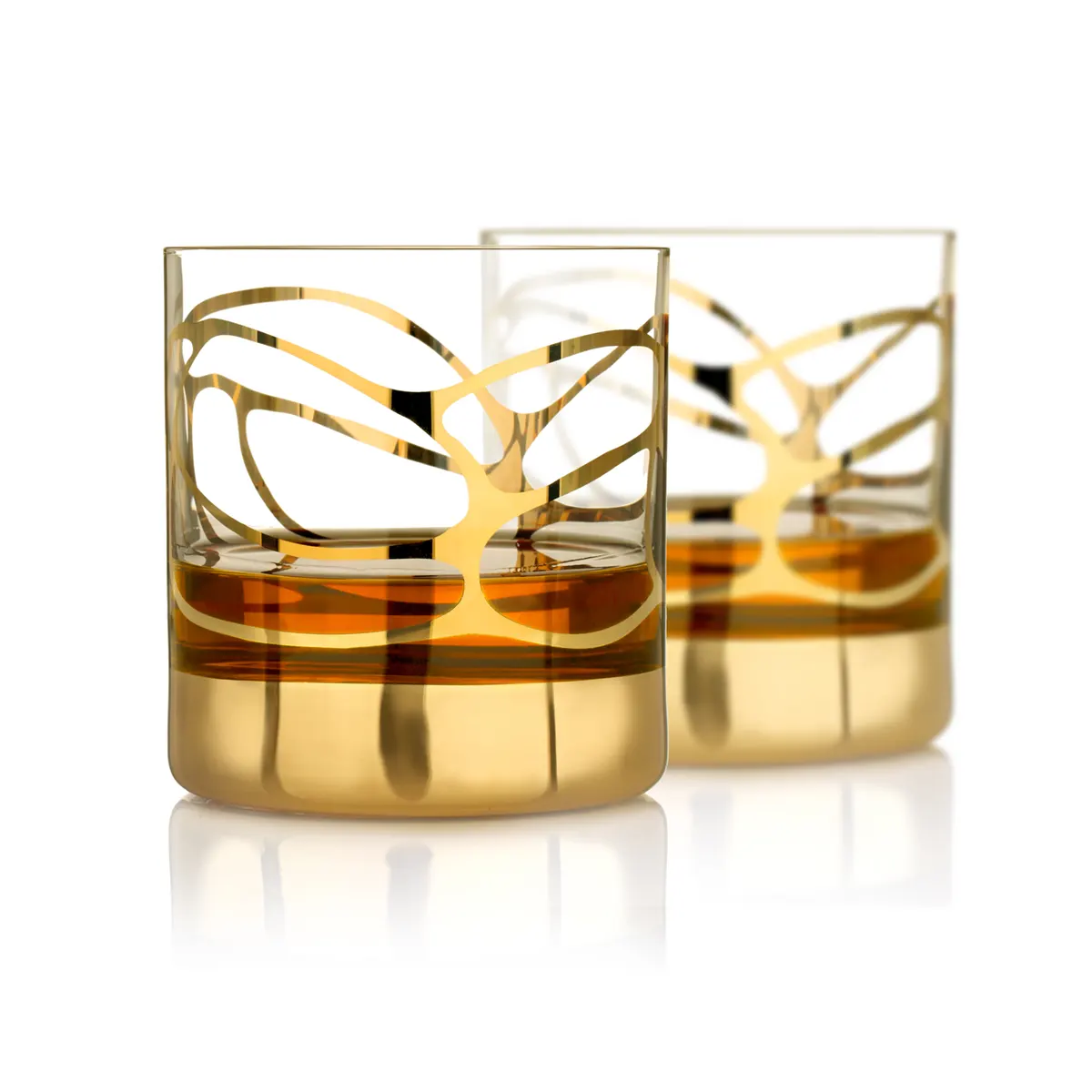 Eisch Whiskyglas Set Stargate - Gold - 2 Stück in Geschenkröhre