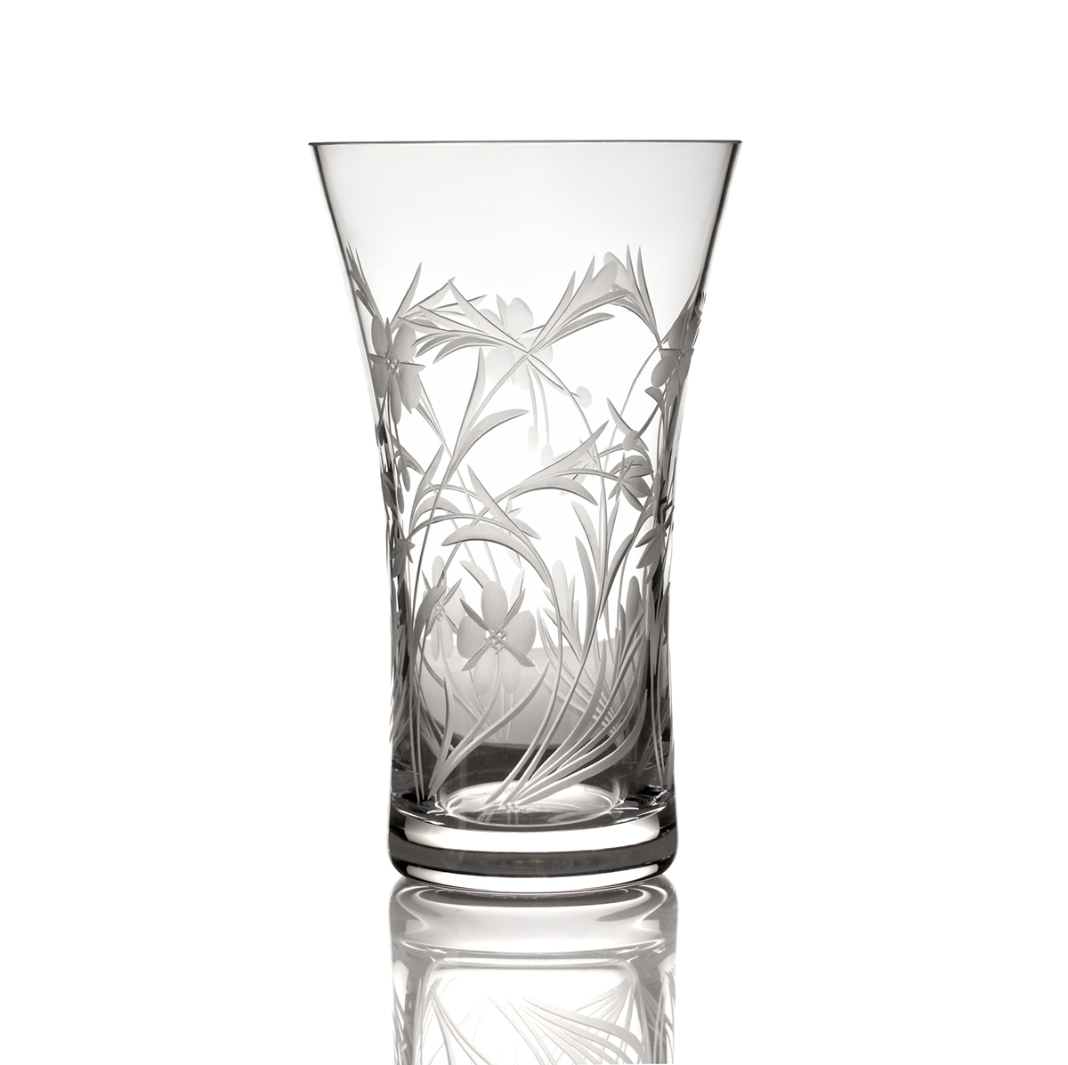Meadow Flower Flared Vase - Kristallglas mit Wiesenblumen Muster