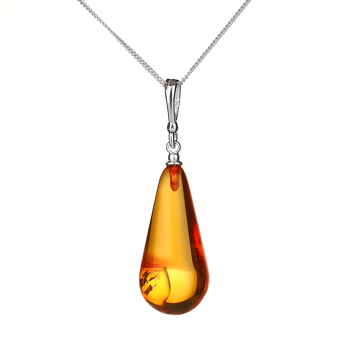  Amber Tear Drop - Irischer Anhänger aus honigfarbenem Bernstein & Sterling Silber