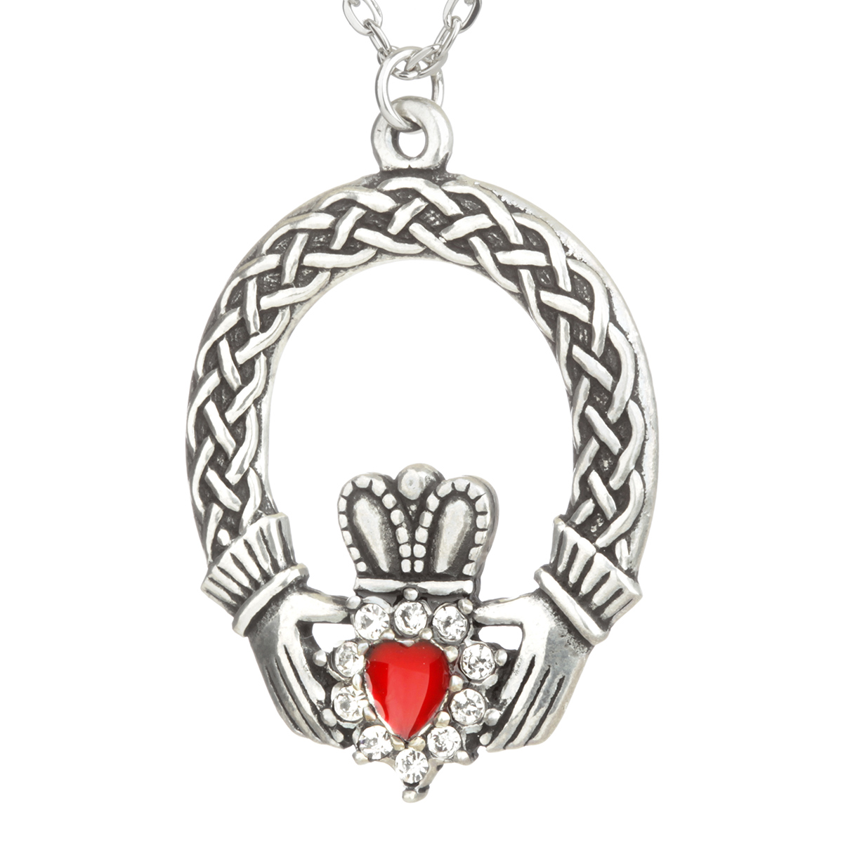 Crystal Claddagh Ring Kette mit Emaille & Kristall