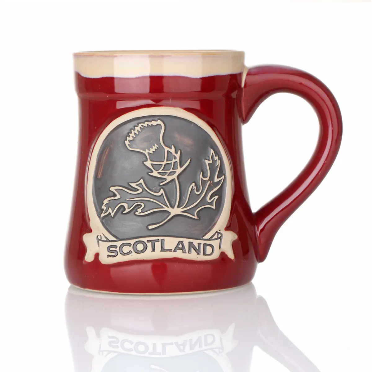 kaffee-becher-mug-tasse-schottland-scottish-thistle-distel-004 Scotland Thistle Stoneware Mug - Schottische Distel Kaffeecher - Rot