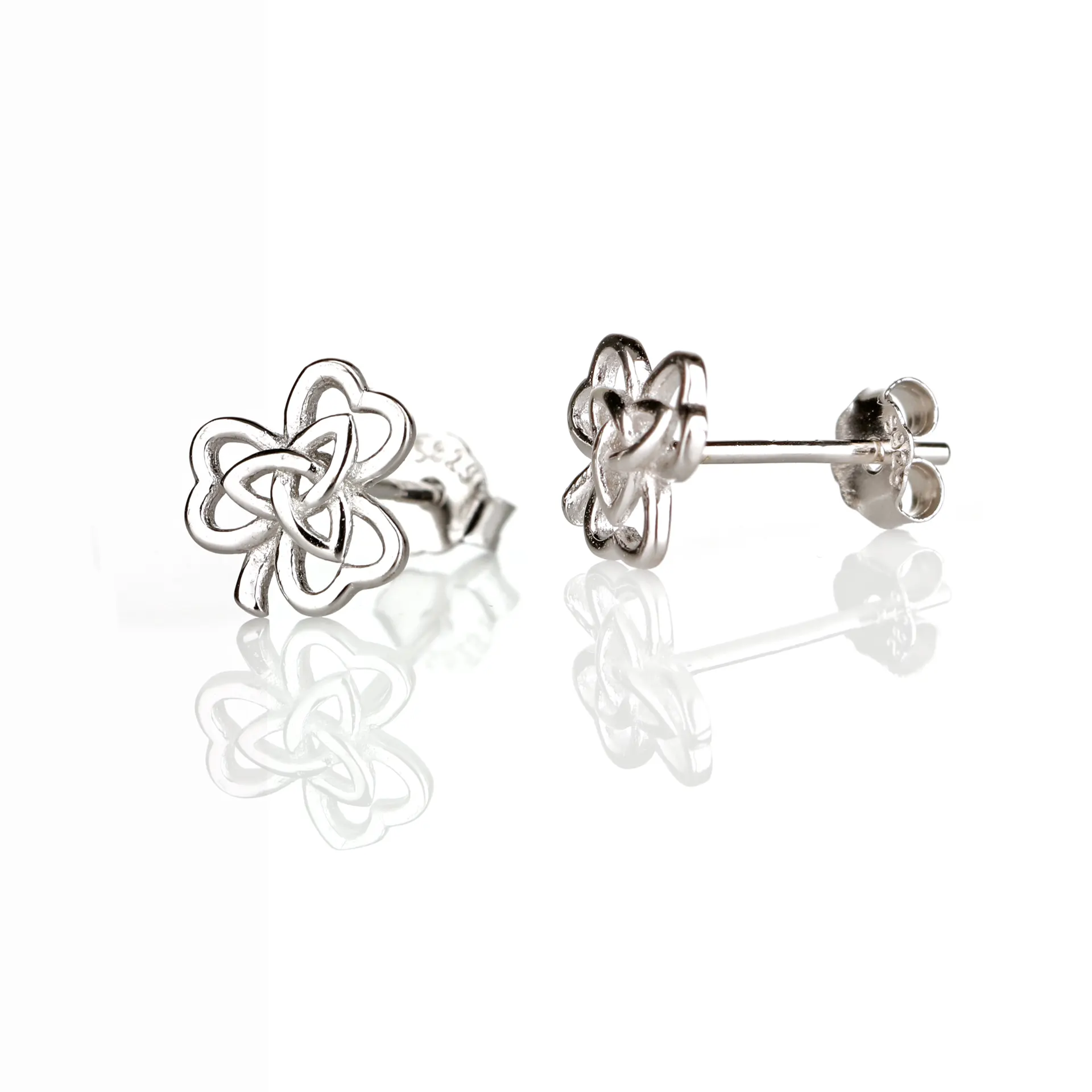 Trinity Shamrock - Handgefertigte keltische Ohrstecker aus Sterlingsilber