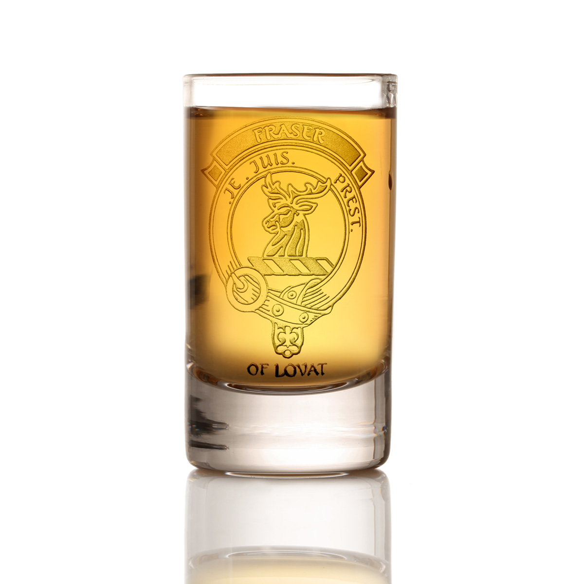 Shot-whisky-glas-clan-fraser-outlander-suis-prest-003 Je Suis Prest - Outlander Clan Fraser Kristall Whisky Shotglas,aus Schottland
