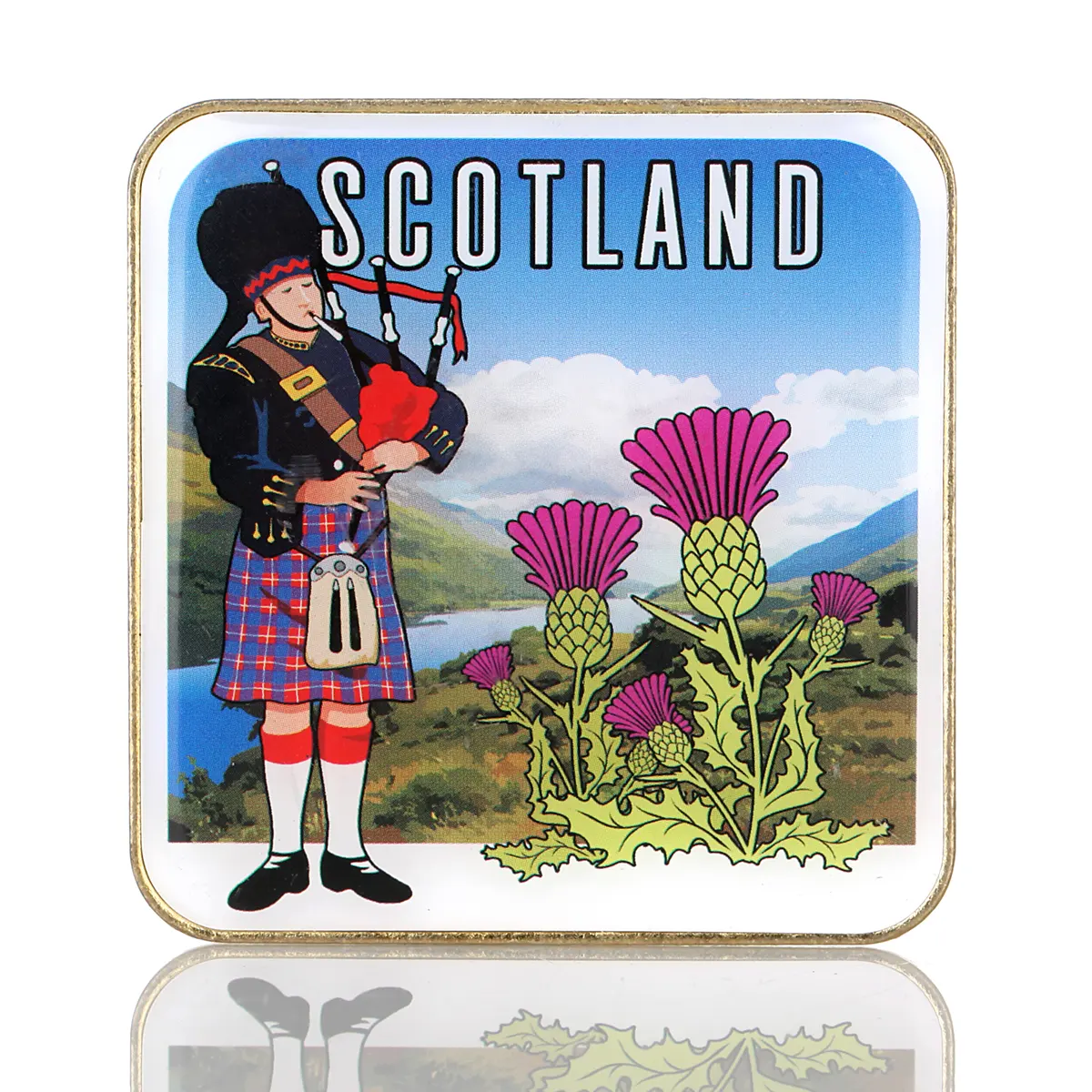 Scottish Piper Deko Magnet / Kühlschrankmagnet aus Schottland - Metall & Emaille