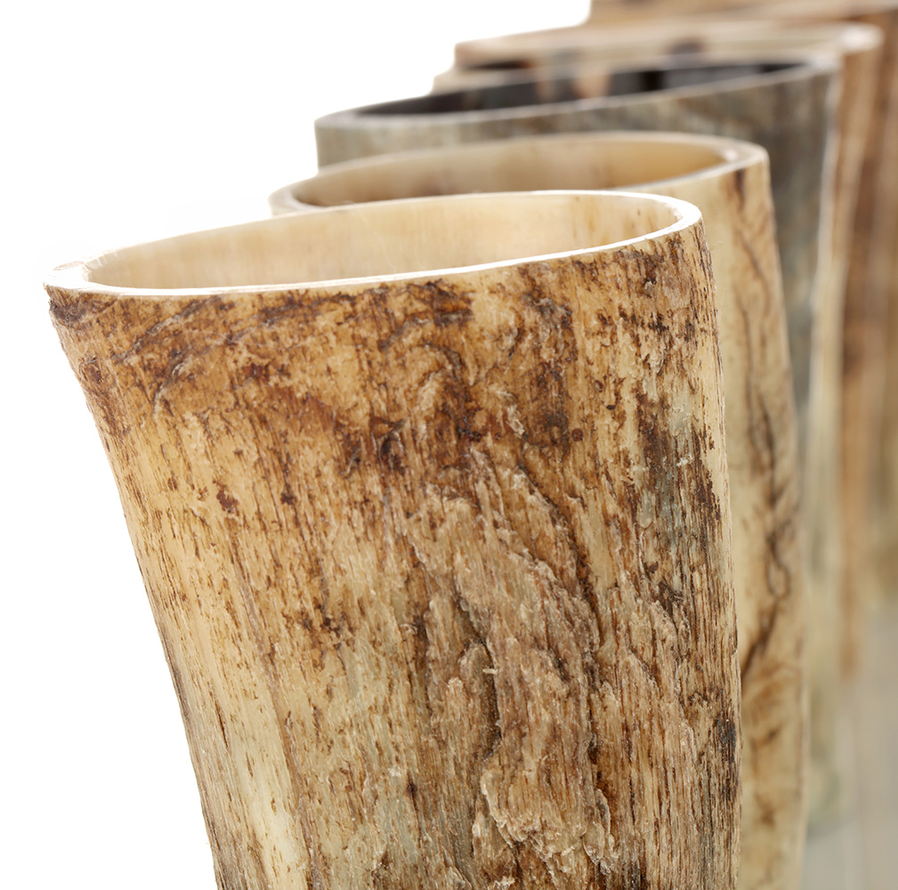 Becher-Horn-Natur-006 Hornbecher natur / roh - 0,3 l  - Wikinger Becher aus Rinderhorn - außen unbehandelt