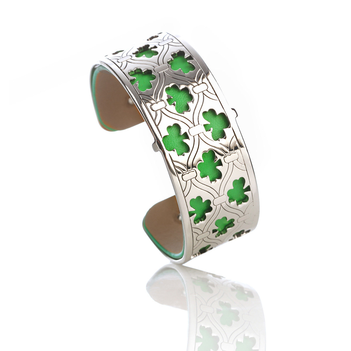 armreif-leder-silber-kleeblatt-irland-001gqCGY8VsQPE87 Irish Shamrock Armreif mit Ledereinsatz & irischen Kleeblättern