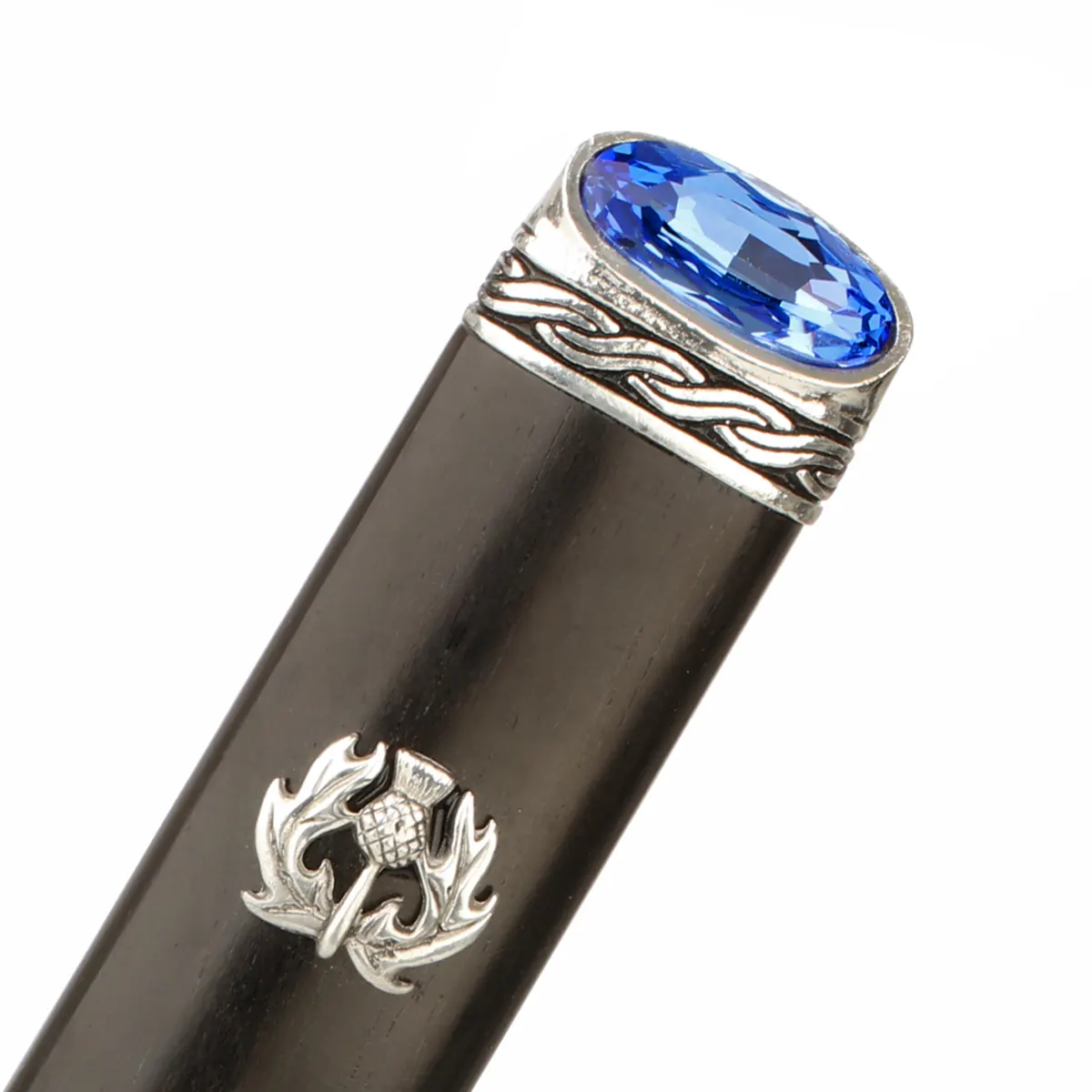 Blackwood Sapphire Sgian Dubh - keltische Muster - schottische Distel & blauer Kristall Blackwood Sapphire Sgian Dubh - keltische Muster - schottische Distel & blauer Kristall