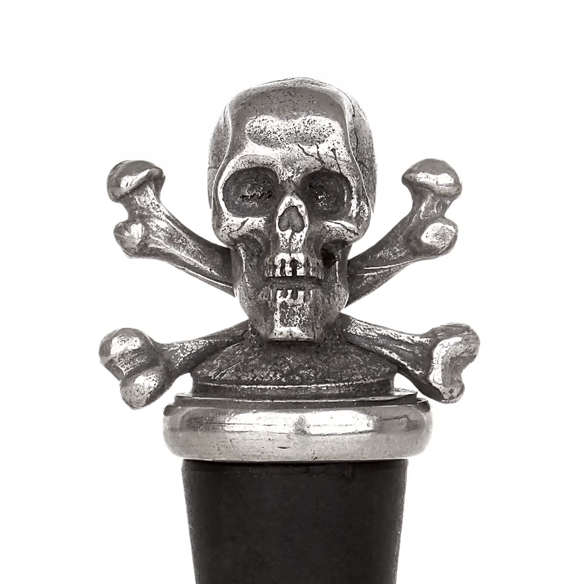 Skull & Crossbones Bottle Stopper - Flaschenverschluss / Stopfen mit Totenkopf aus Zinn