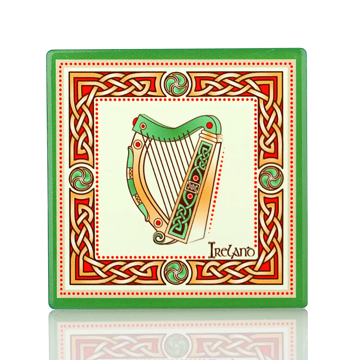 Irish Harp Coaster - Keltischer Keramik-Getränkeuntersetzer mit irischer Harfe