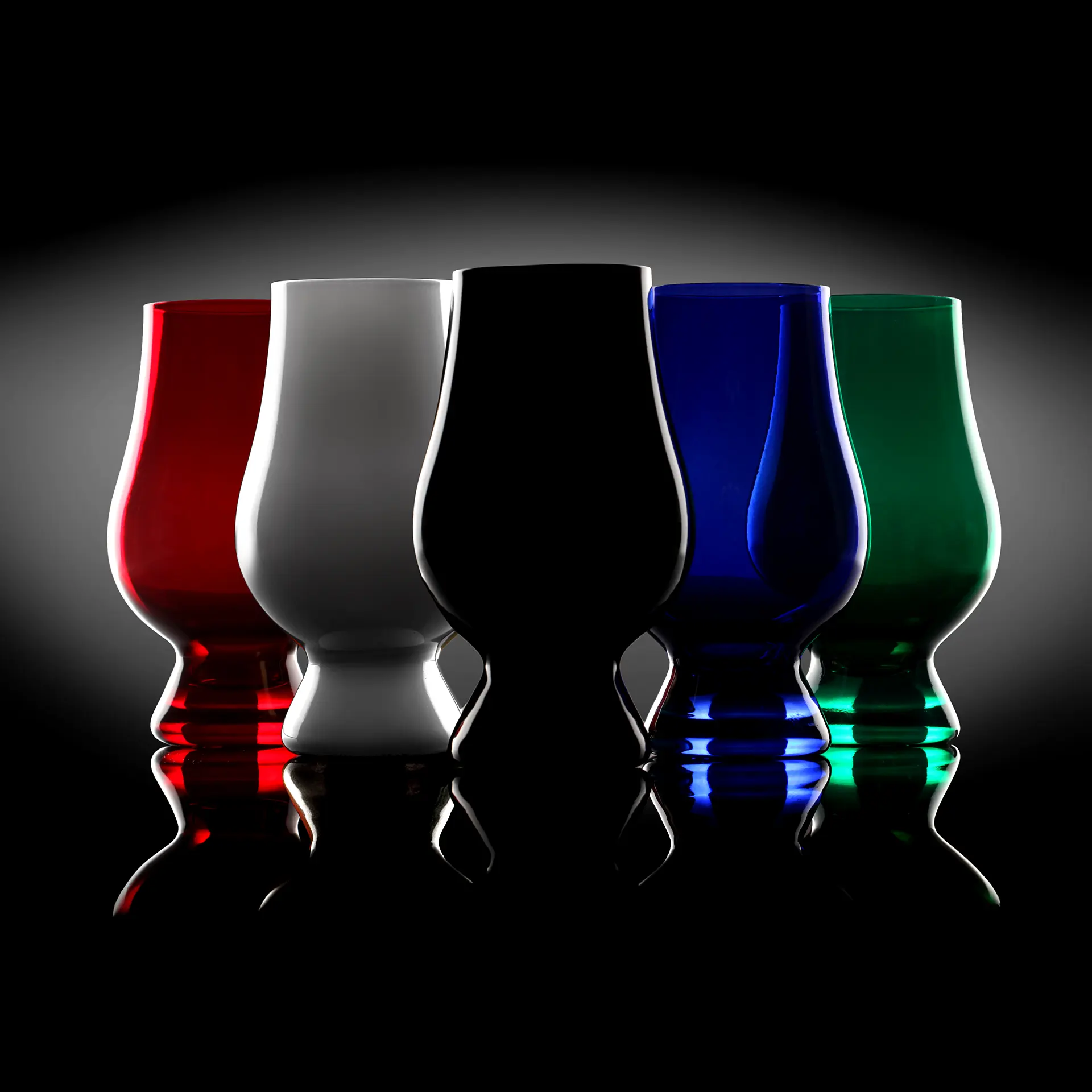 Glencairn Whisky Tasting Set – 5 farbige, original Glencairn Gläser aus Kristallglas für Blind Tastings