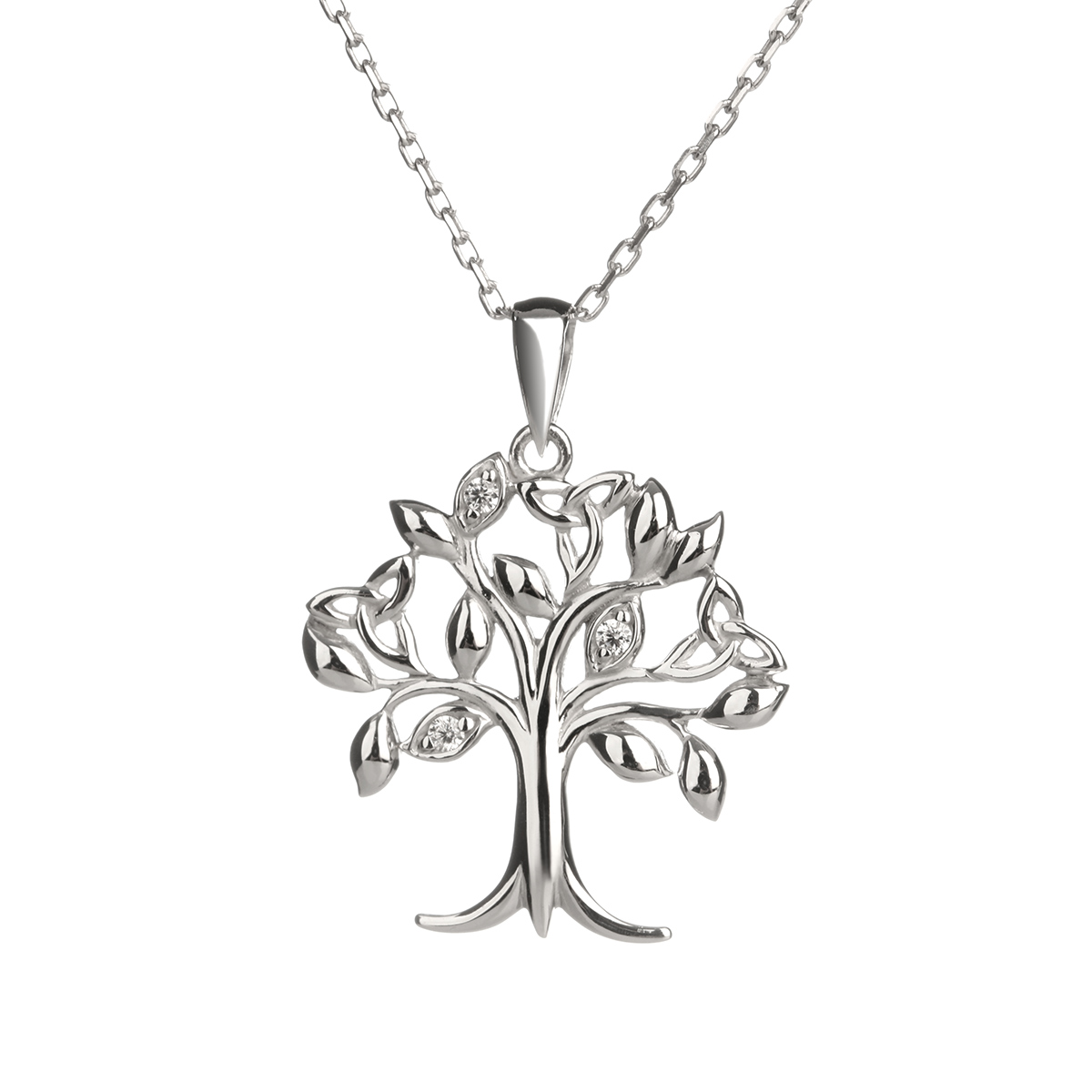 Trinity Tree Of Life -  Lebensbaum Anhänger aus Irland - Silber & Kristall