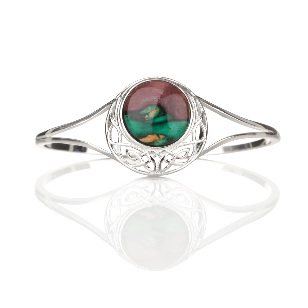 Armreif-Armband-Heathergem-Schottland-Silber-002 Keltischer Heathergem Armreif - Handgefertigt in Schottland