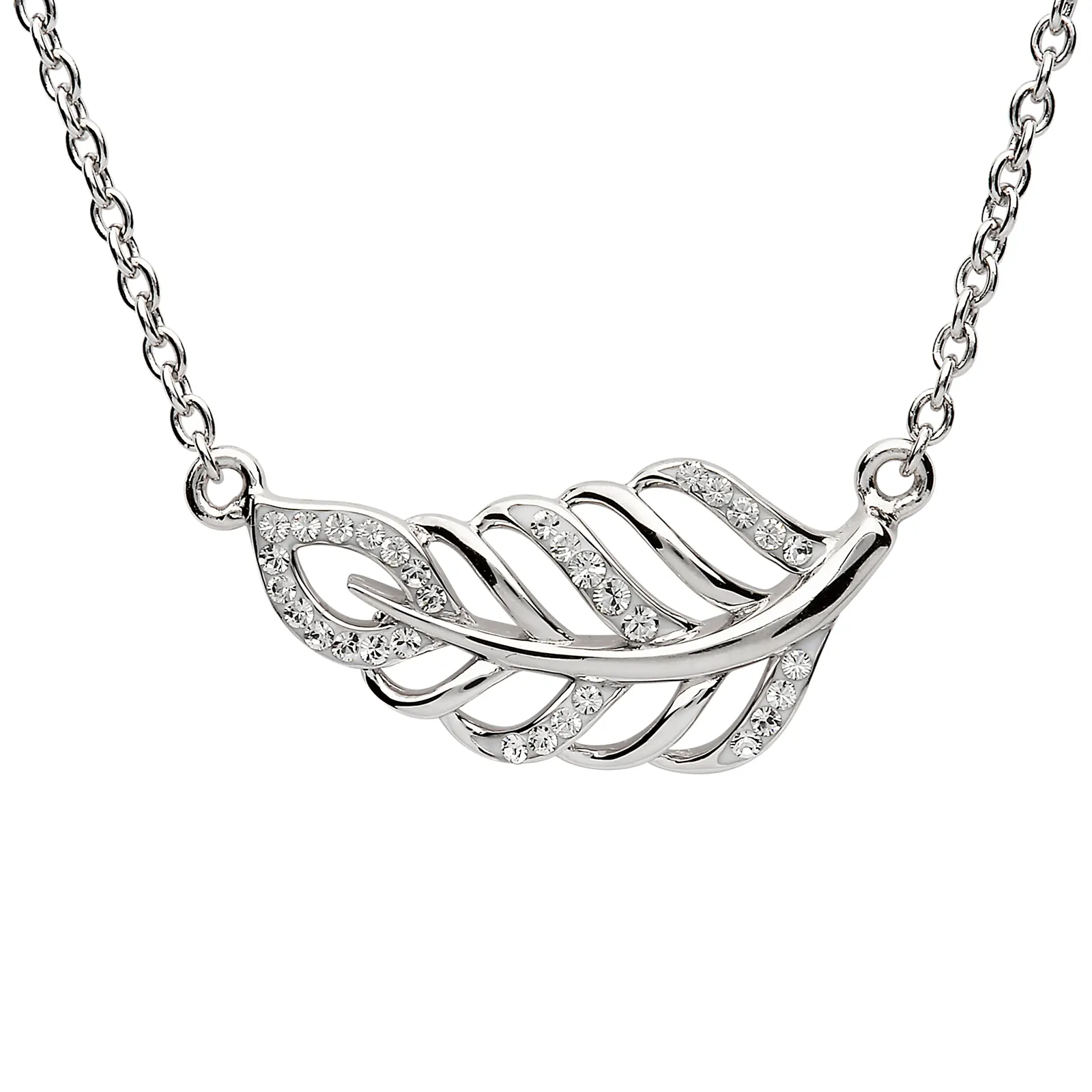 Silver Leaf Kette aus Irland - Ein Blatt aus Sterlingilber & Swarovski Kristall Silver Leaf Kette aus Irland - Ein Blatt aus Sterlingilber & Swarovski Kristall