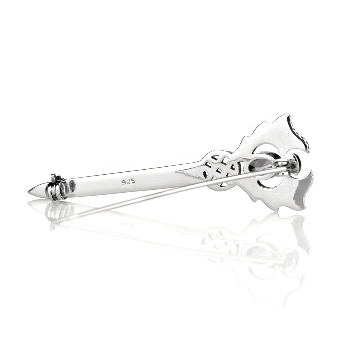 Schottische Distel - Handgefertigter Highland Kilt Pin aus Sterlingsilber & Kristall Schottische Distel - Handgefertigter Highland Kilt Pin aus Sterlingsilber & Kristall