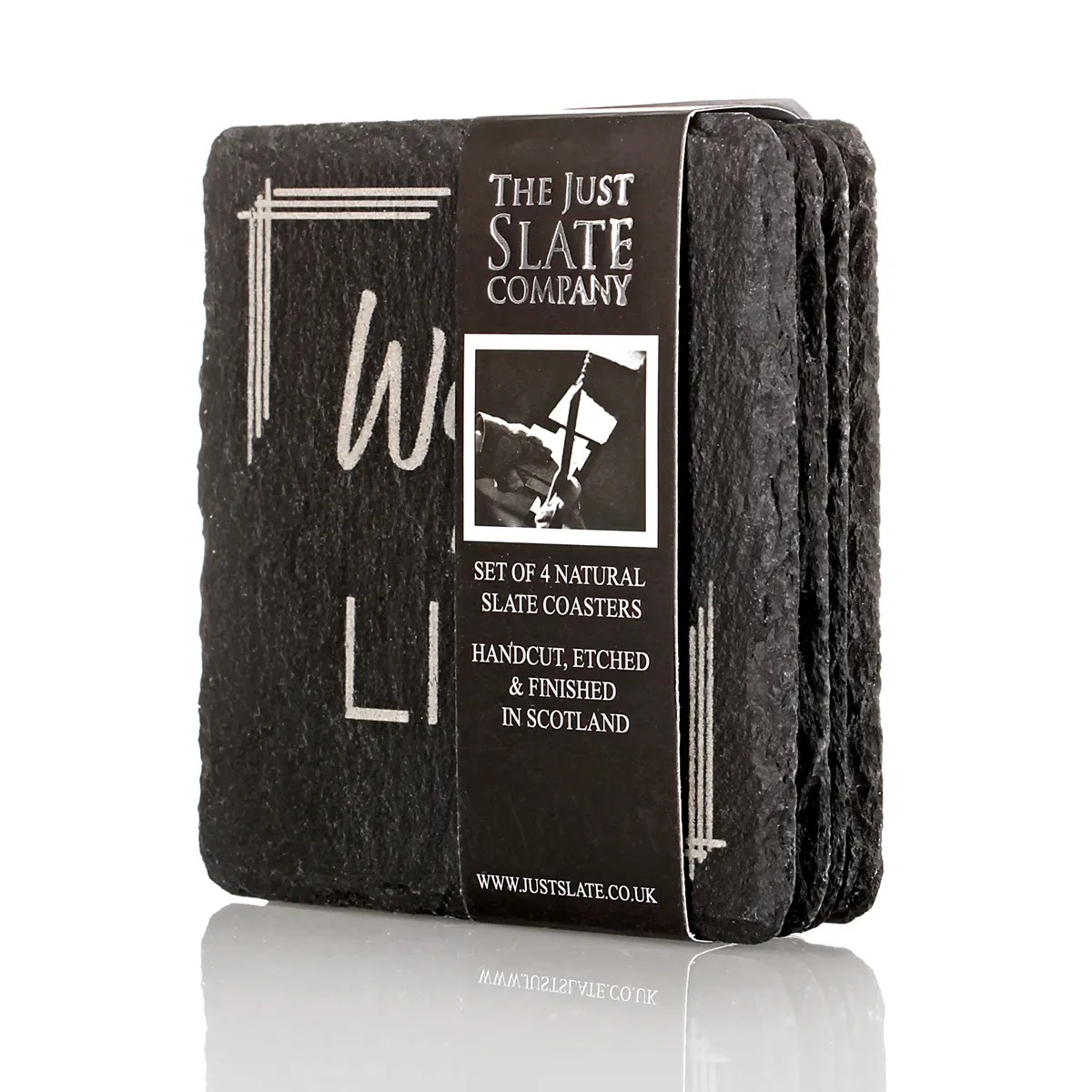 Whisky Slate Coasters - 4 handgefertigte Schiefer-Untersetzer aus Schottland Whisky Slate Coasters - 4 handgefertigte Schiefer-Untersetzer aus Schottland