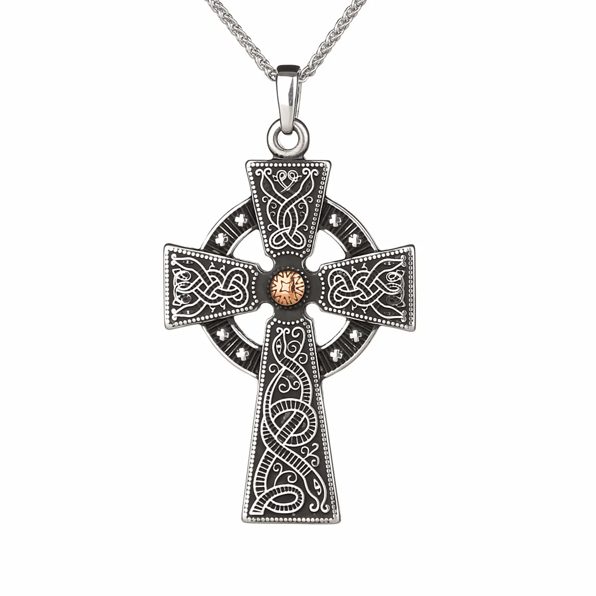 Antique Celtic Warrior Cross - keltisches Kreuz Anhänger & Kette aus Irland