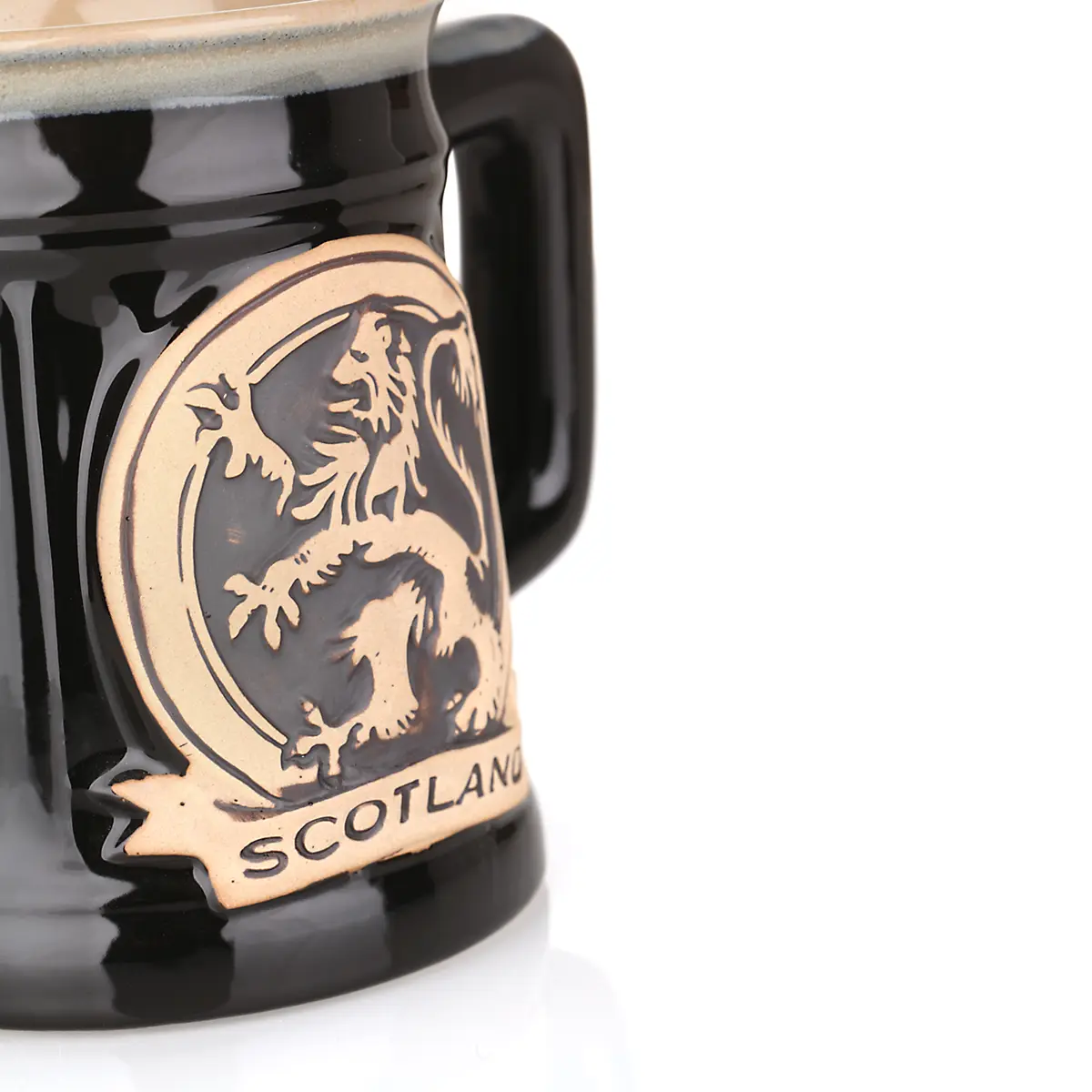 bier-krug-becher-tankard-schottland-lion-rampant-loewe-010 Lion Rampant Stoneware Tankard - Schottischer Löwe Bierkrug - Schwarz