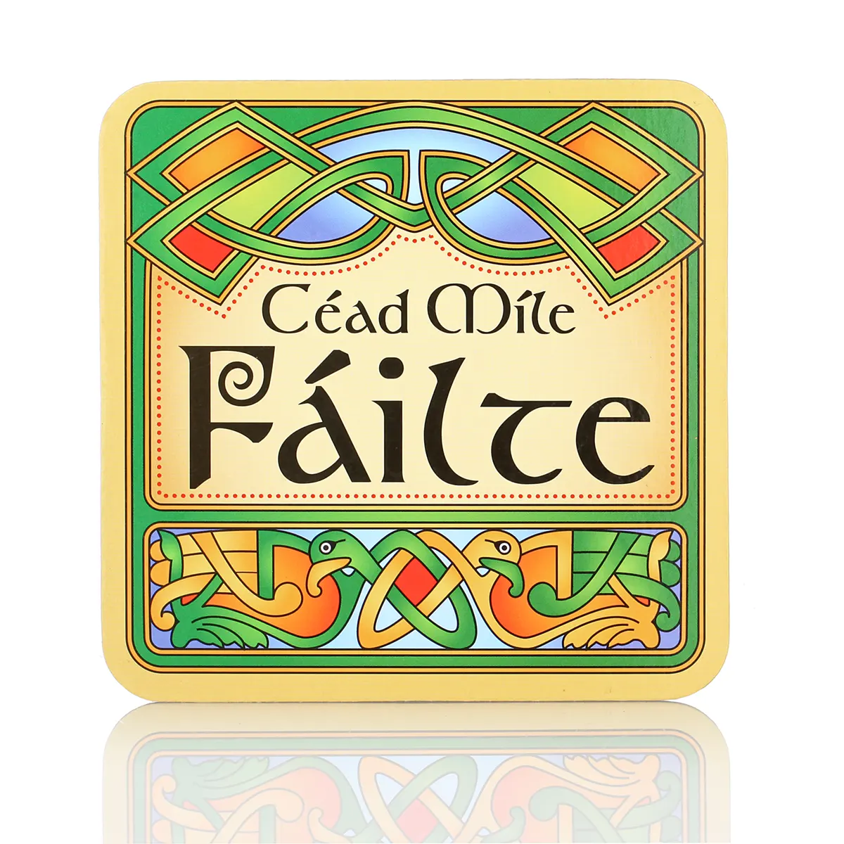 Céad Míle Fáilte Coaster - Keltischer Holz-Getränkeuntersetzer aus Irland