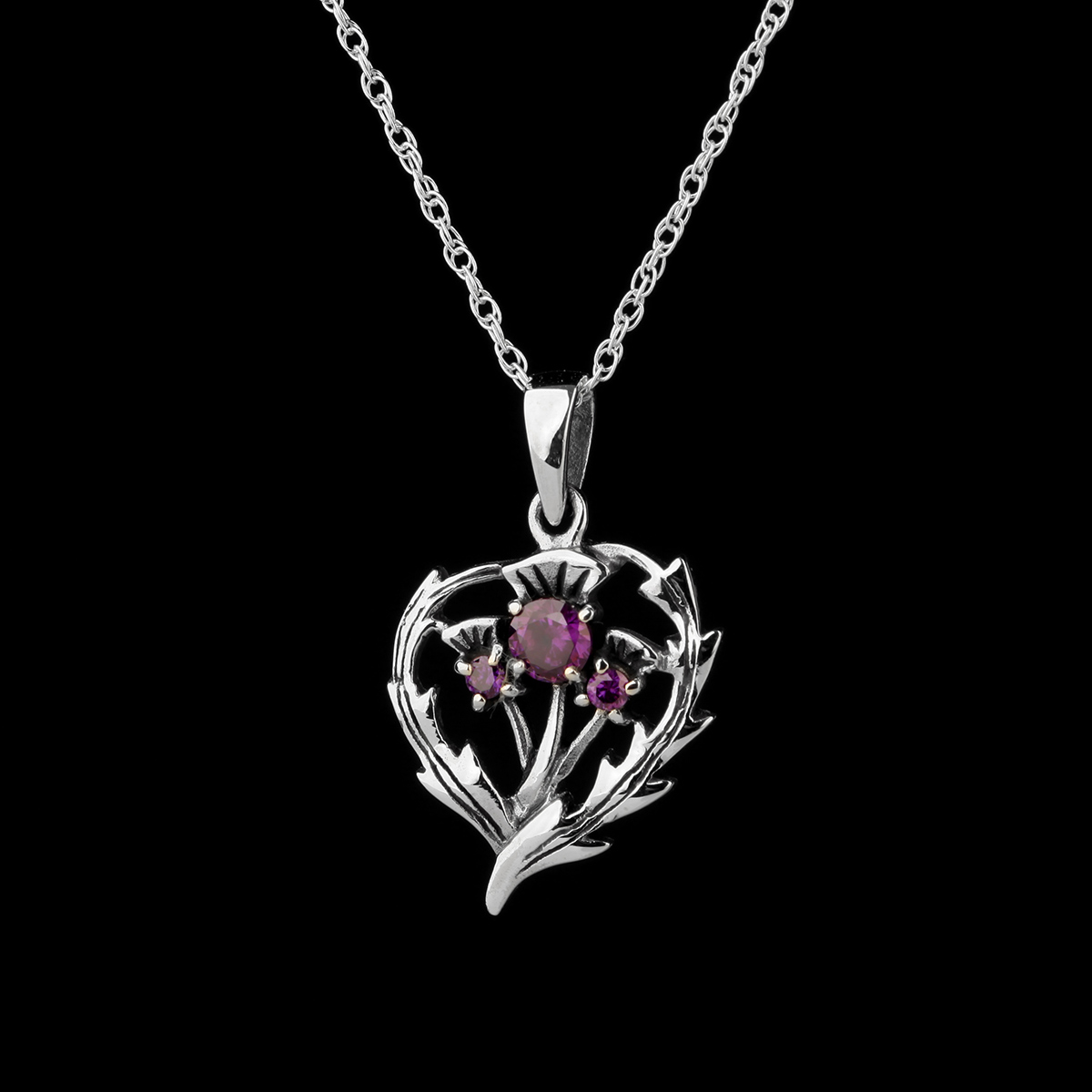 schottische-distel-thistle-kette-silber-005 Crystal Thistle - Schottische Distel Kette - Sterling Silber & Amethyst
