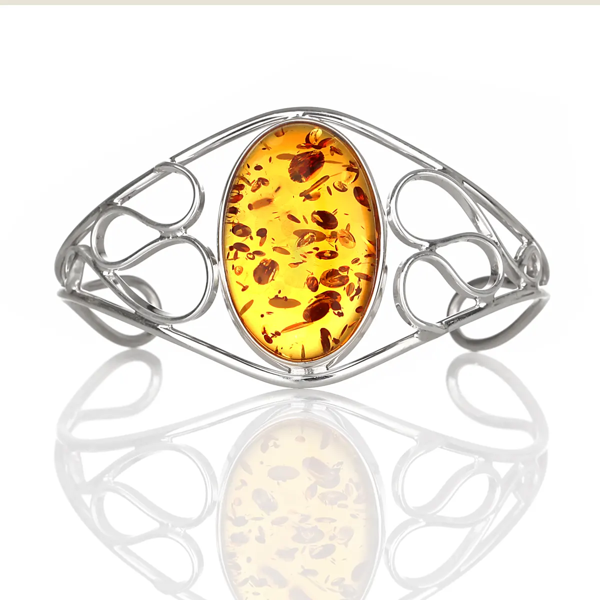 Honey Amber Bangle - Irischer Armreif aus honigfarbenem Bernstein & Sterling Silber