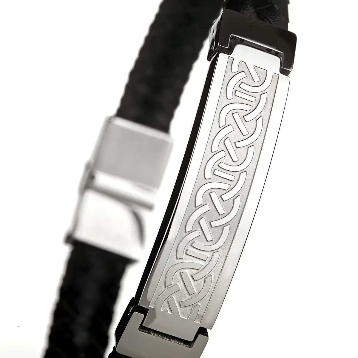 Armband-Leder-Edelstahl-keltisch-irischer-schmuck-006 Celtic Knots - Keltisches Leder & Edelstahl Armband aus Irland