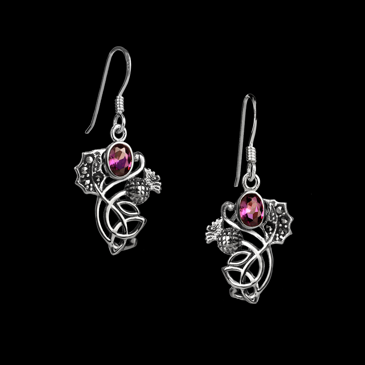 ohrhaenger-ohrringe-schottisch-distel-silber-kristall-002XrTbKKkFxwHgZ Schottische Distel - Ohrhänger aus Sterling Silber mit Markasit und Amethyst
