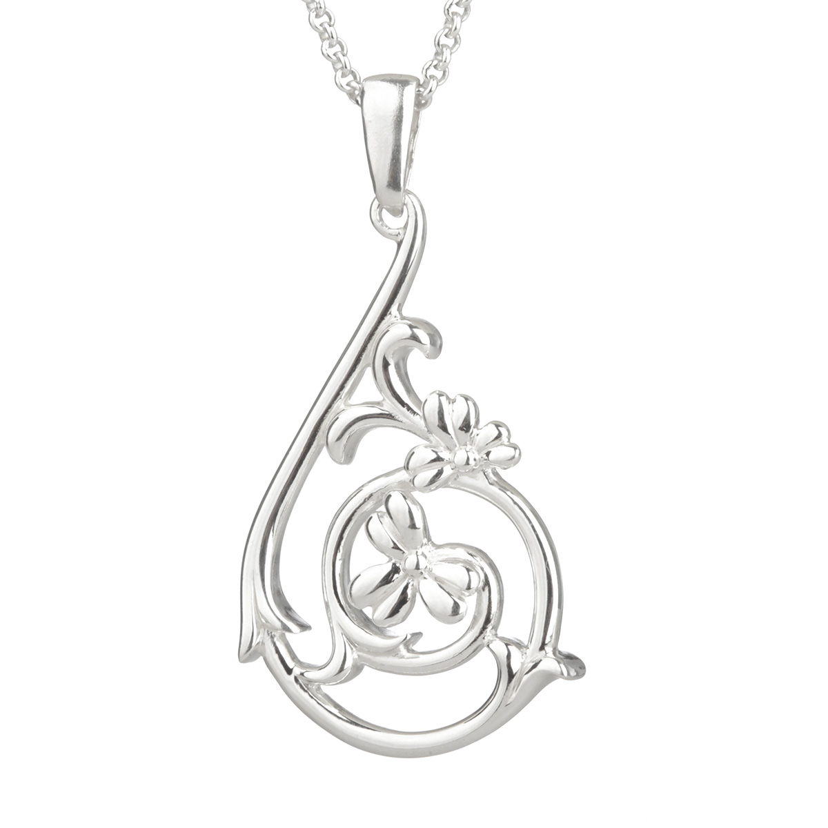 kette-keltisch-sterling-silber-011 Celtic Shamrock Kette - Irischer Kleeblatt Anhänger - Sterling Silber aus Irland