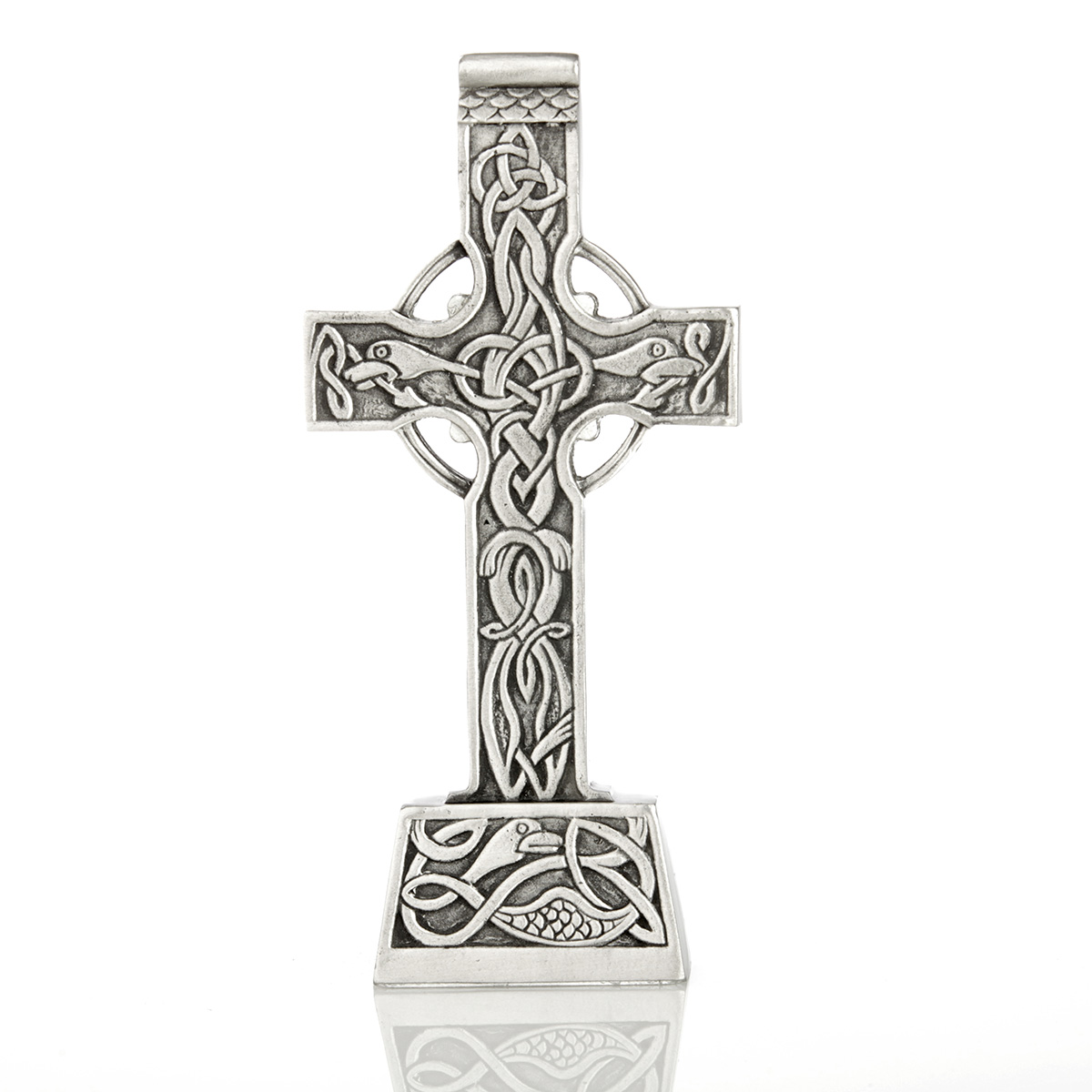 kreuz-keltisch-zinn-003 Great Celtic Cross - reich verziertes keltisches Kreuz - Handgefertigt in Irland