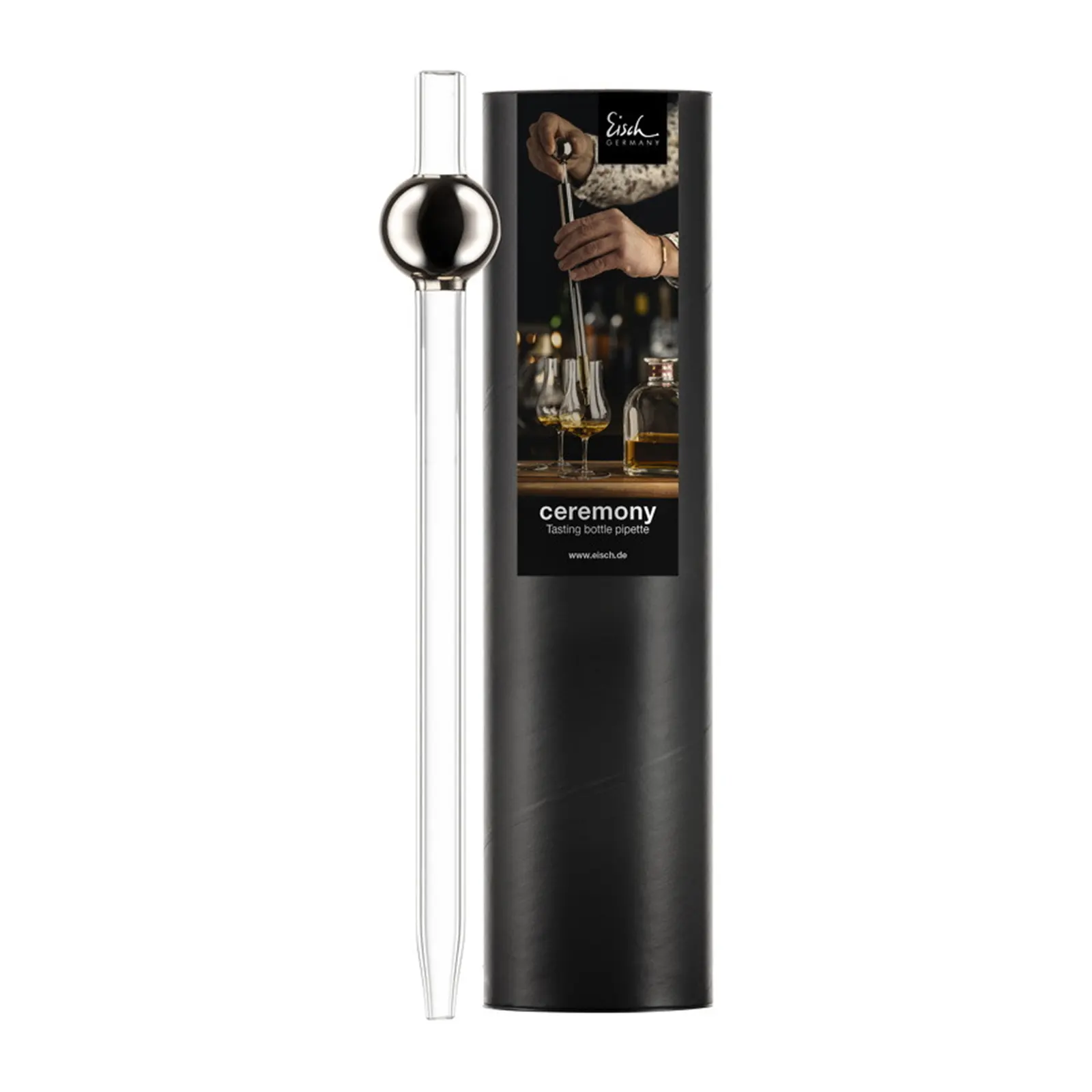 Eisch Ceremony - Whisky / Rum-Pipette aus Kristallglas & Platin in Geschenkröhre Eisch Ceremony - Whisky / Rum-Pipette aus Kristallglas & Platin in Geschenkröhre