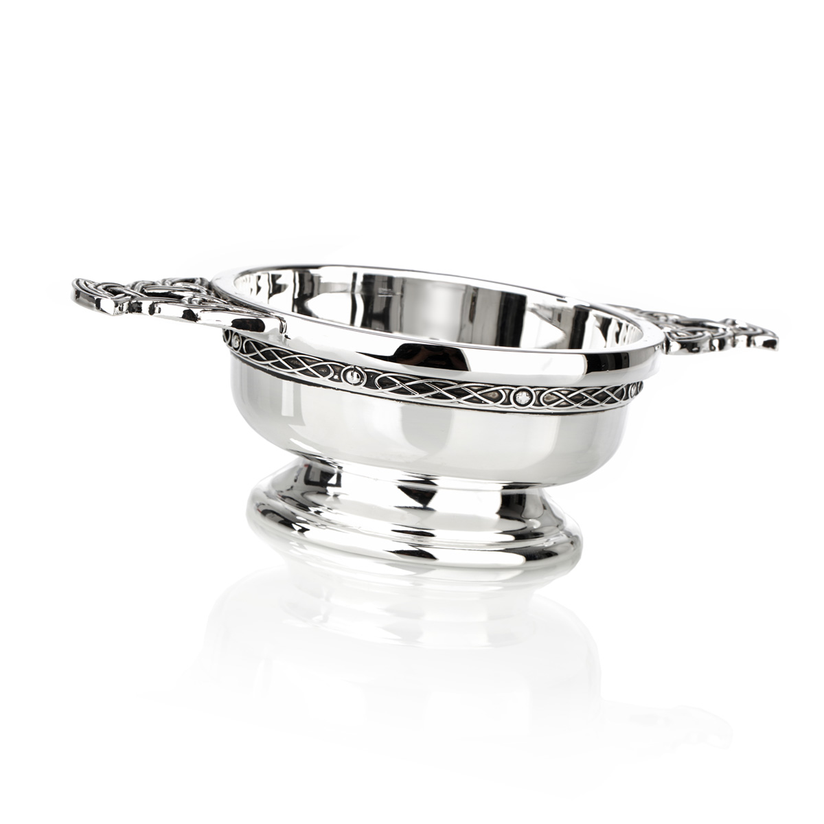 Whisky-Quiaich-Schottland-Silber-large-002 Large Highland Whisky Quaich aus Schottland - versilbert mit keltischen Details