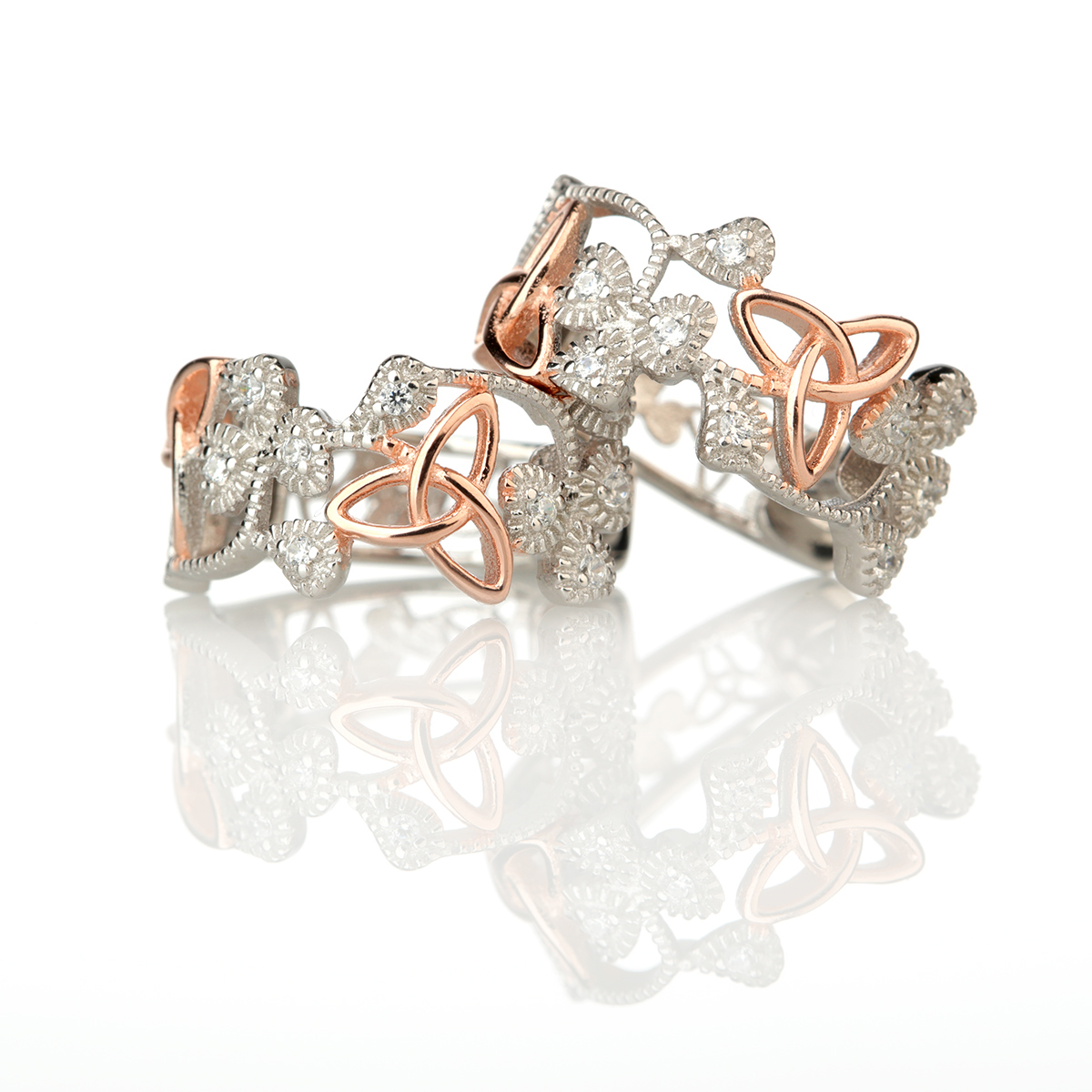 Ohhringe-ohrstecker-trinity-silber-rose-gold-kristall-003dUx397JMV7K2m Crystal Trinity Shamrock Kette - Keltischer Anhänger aus Irland - Silber & Roségold