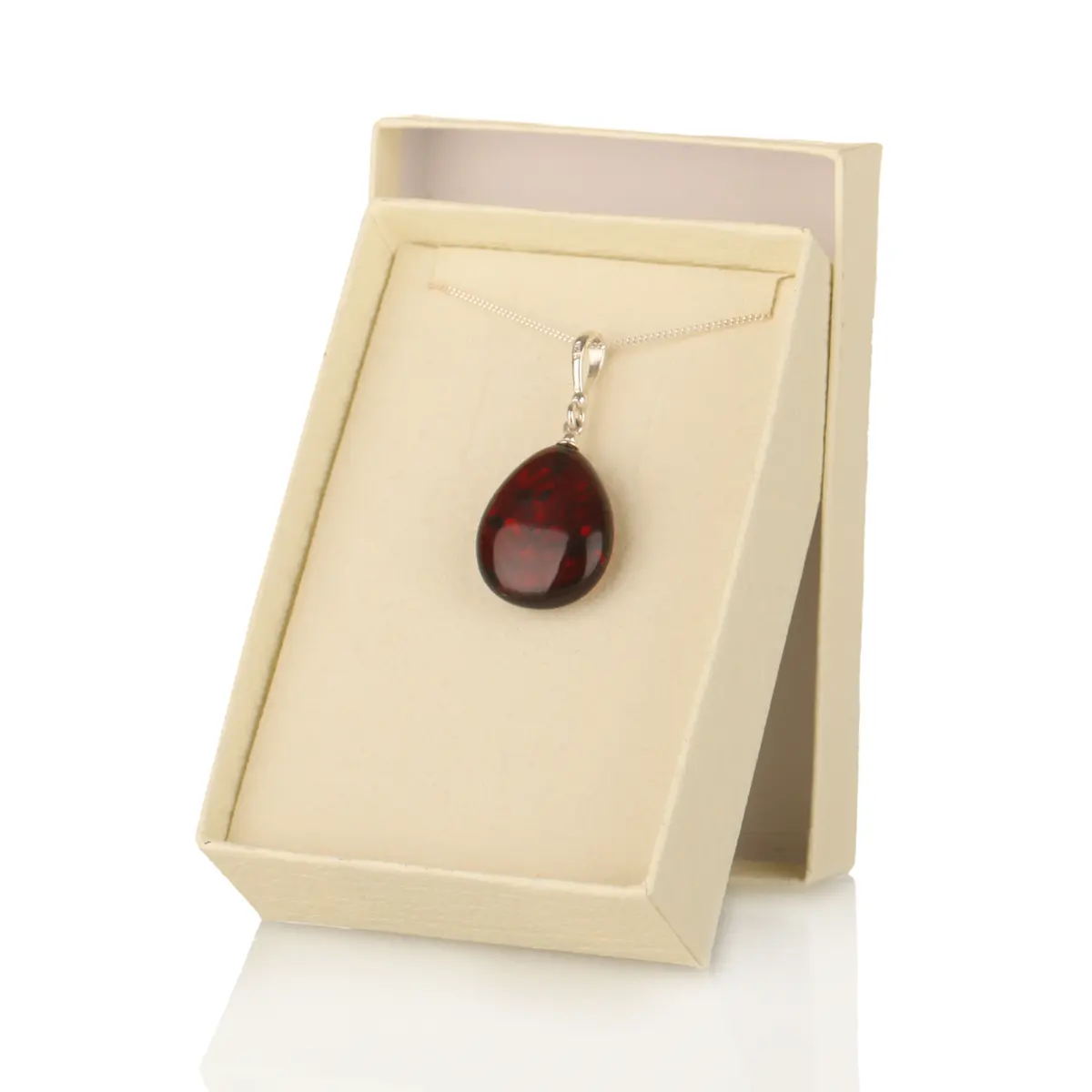  Red Amber Gem - Irischer Anhänger aus rotem Bernstein & Sterling Silber