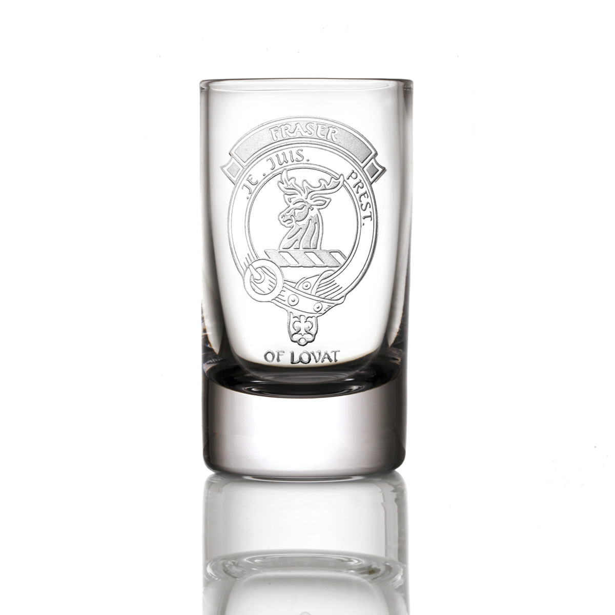 Shot-whisky-glas-clan-fraser-outlander-suis-prest-002 Je Suis Prest - Outlander Clan Fraser Kristall Whisky Shotglas,aus Schottland