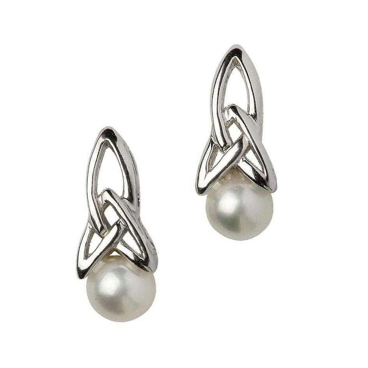 trinity-pearl-perle-ohrstecker-irland Keltische Ohrstecker mit Perle und Trinity Knoten – Handgefertigt in Irland
