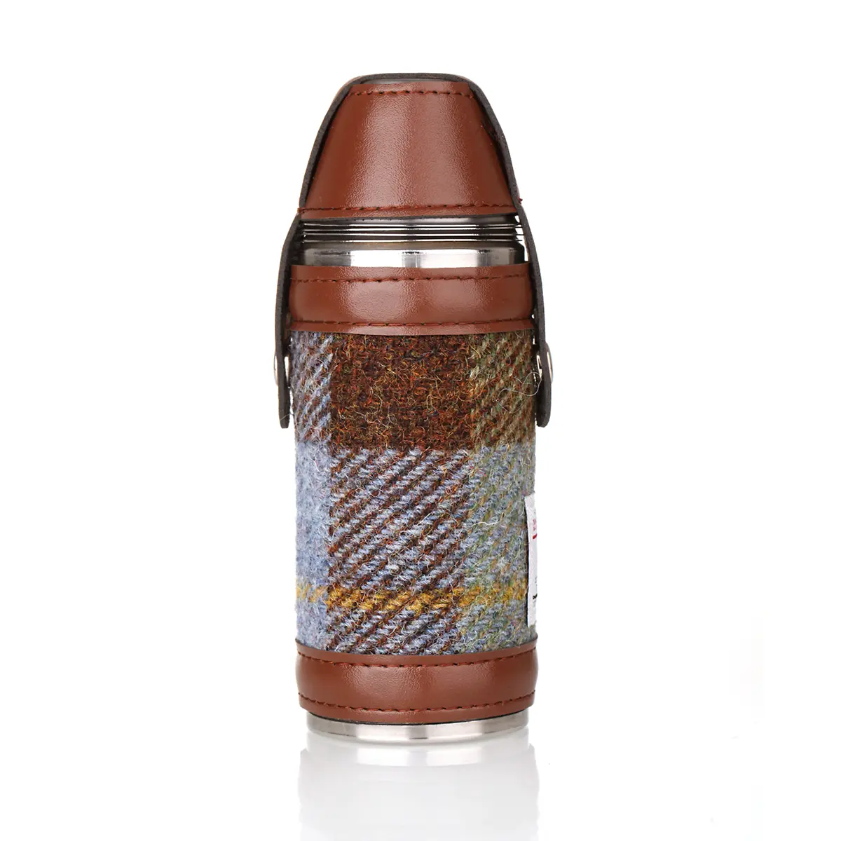 hunting-flask-jagd-flasche-edelstahl-harris-tweed-schottland-tartan-001 Harris Tweed Flask / Campingflasche in MacLeod Tartan
