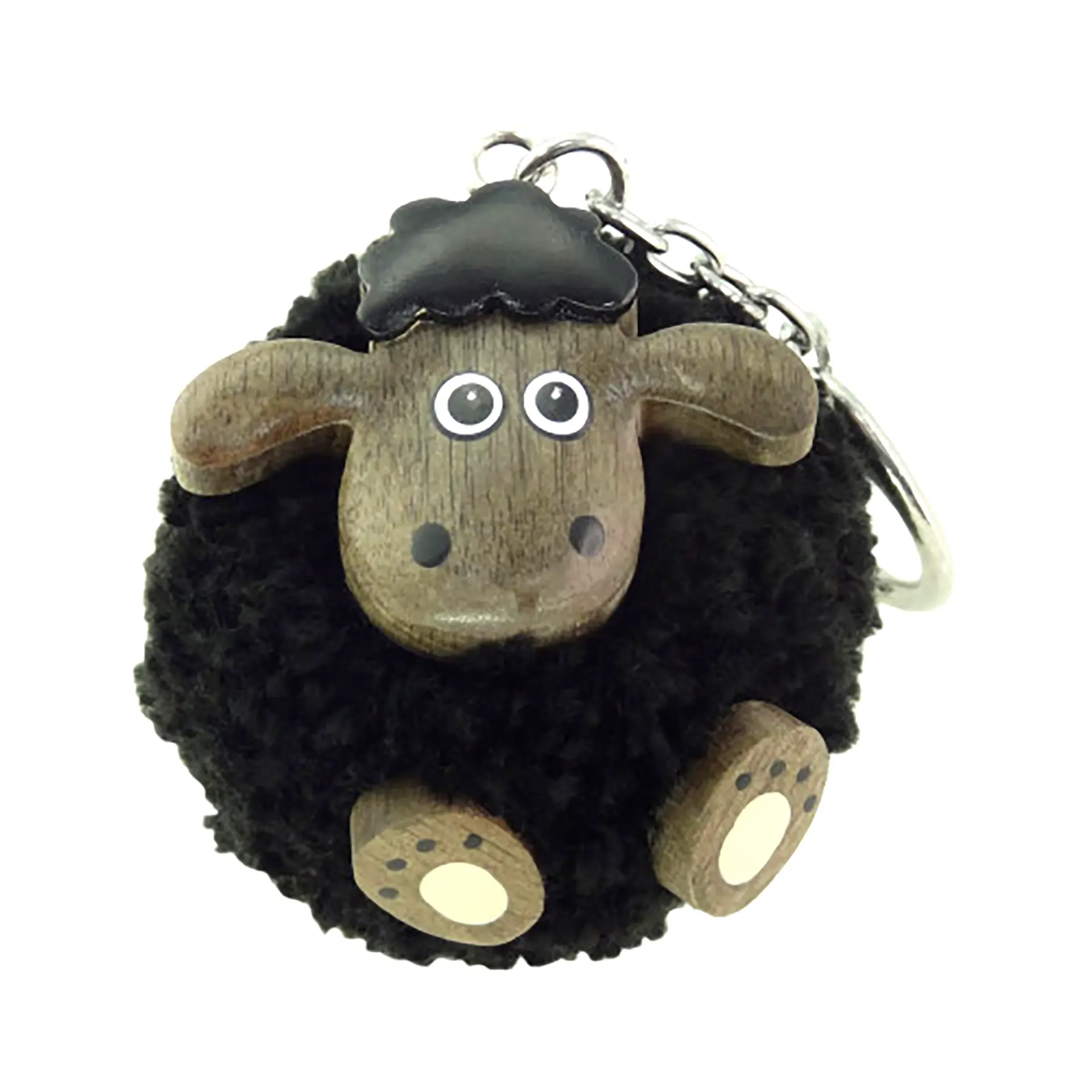 Wooden Black Sheep Schlüsselanhänger – schwarzes Schaf aus Schottland