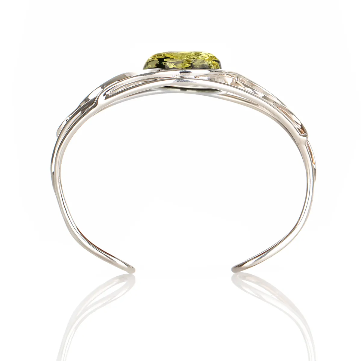 Green Amber Bangle - Irischer Armreif aus grünem Bernstein & Sterling Silber Green Amber Bangle - Irischer Armreif aus grünem Bernstein & Sterling Silber